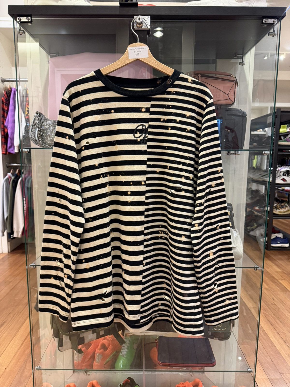 Off-White Off-White Bleached Striped Distressed LS Shirt Size US XXL / EU 58 / 5 - 1 Thumbnail