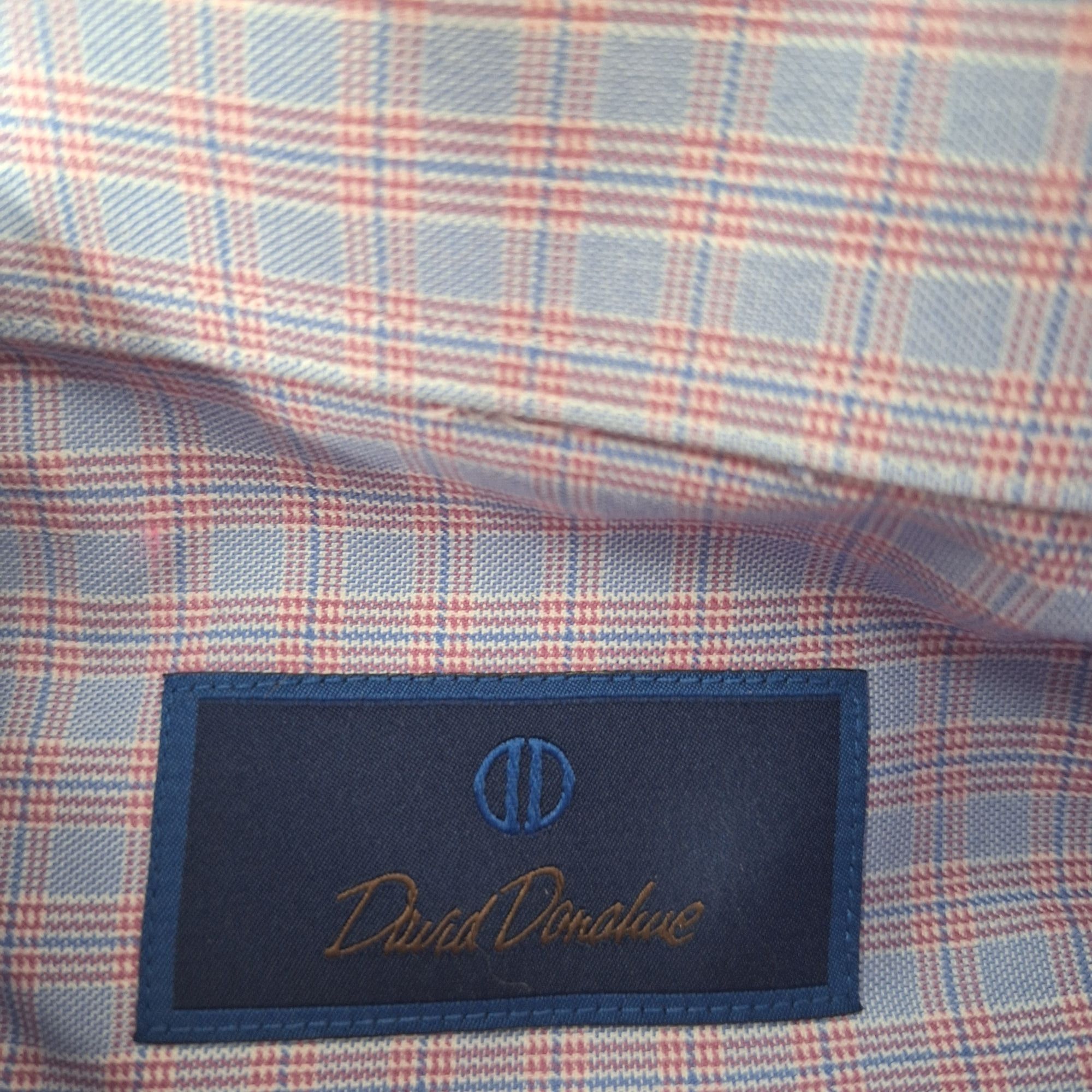 David Donahue David Donahue Dress Shirt Blue Red Micro Plaid Cotton Luxe Q Size US L / EU 52-54 / 3 - 4 Thumbnail