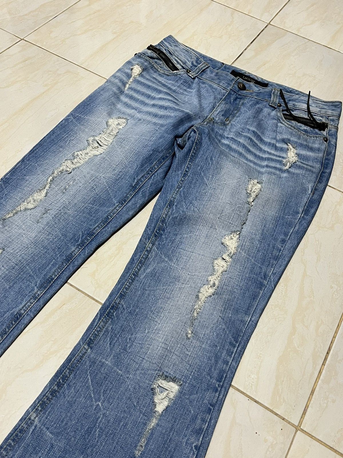 Japanese Brand Lagust Flare Distressed Denim Size US 31 - 2 Thumbnail
