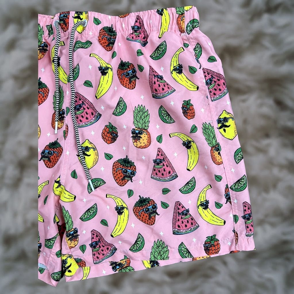 Vintage Trunks Men XL Swim Trunks Shorts Pink Tropical Cocktail Beach Breathable Drawstring Lined Polyester Size US 36 / EU 52 - 1 Thumbnail