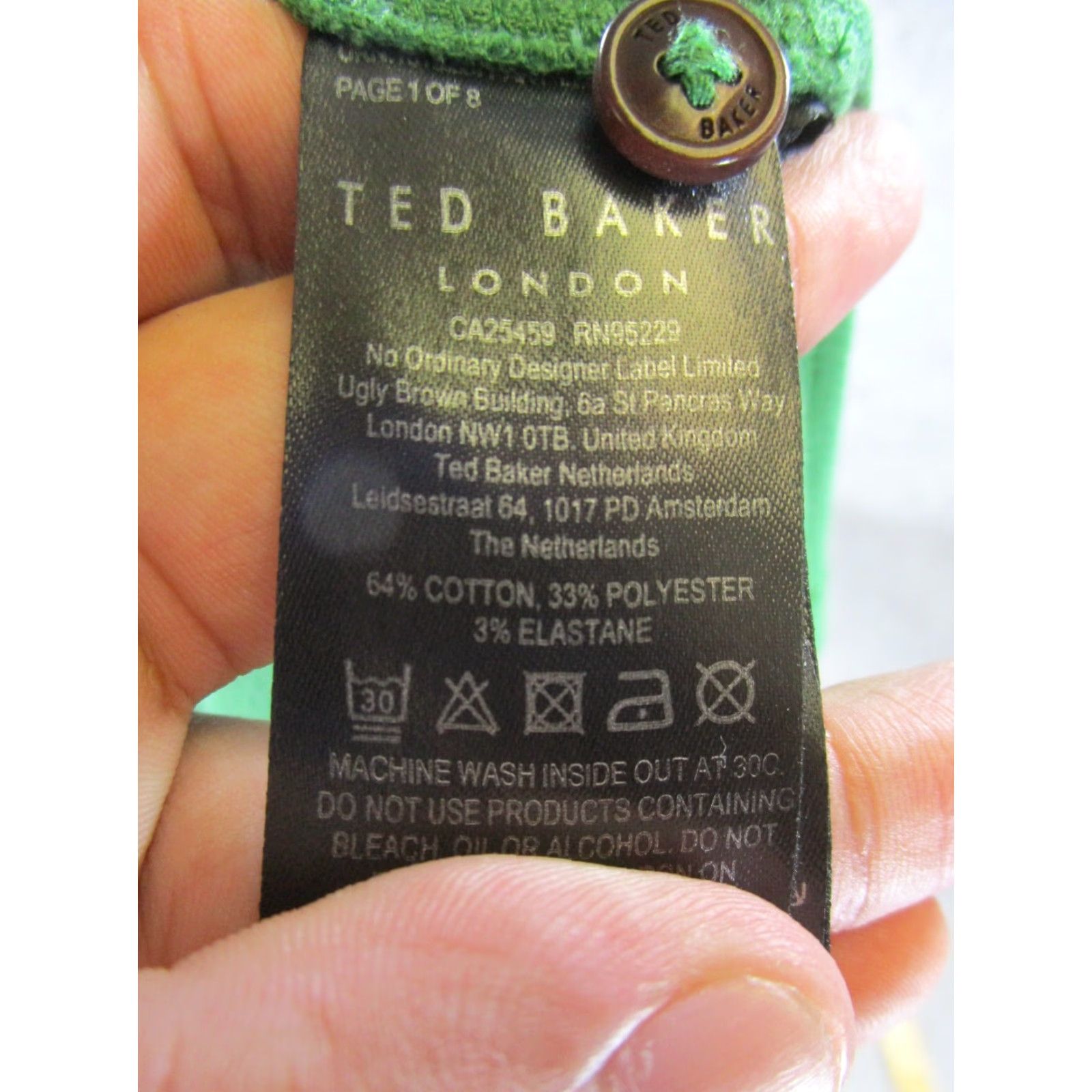 Ted Baker Ted Baker Polo Shirt Mens 4 Green Cotton Long Sleeve Casual Size US S / EU 44-46 / 1 - 8 Thumbnail