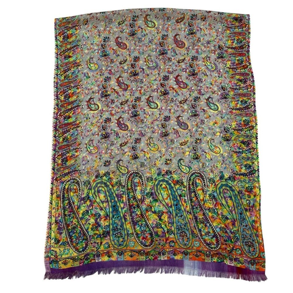 Other Tolani Wool Paisley Print Large Rectangle Scarf Wrap 28'' x Size ONE SIZE - 9 Thumbnail