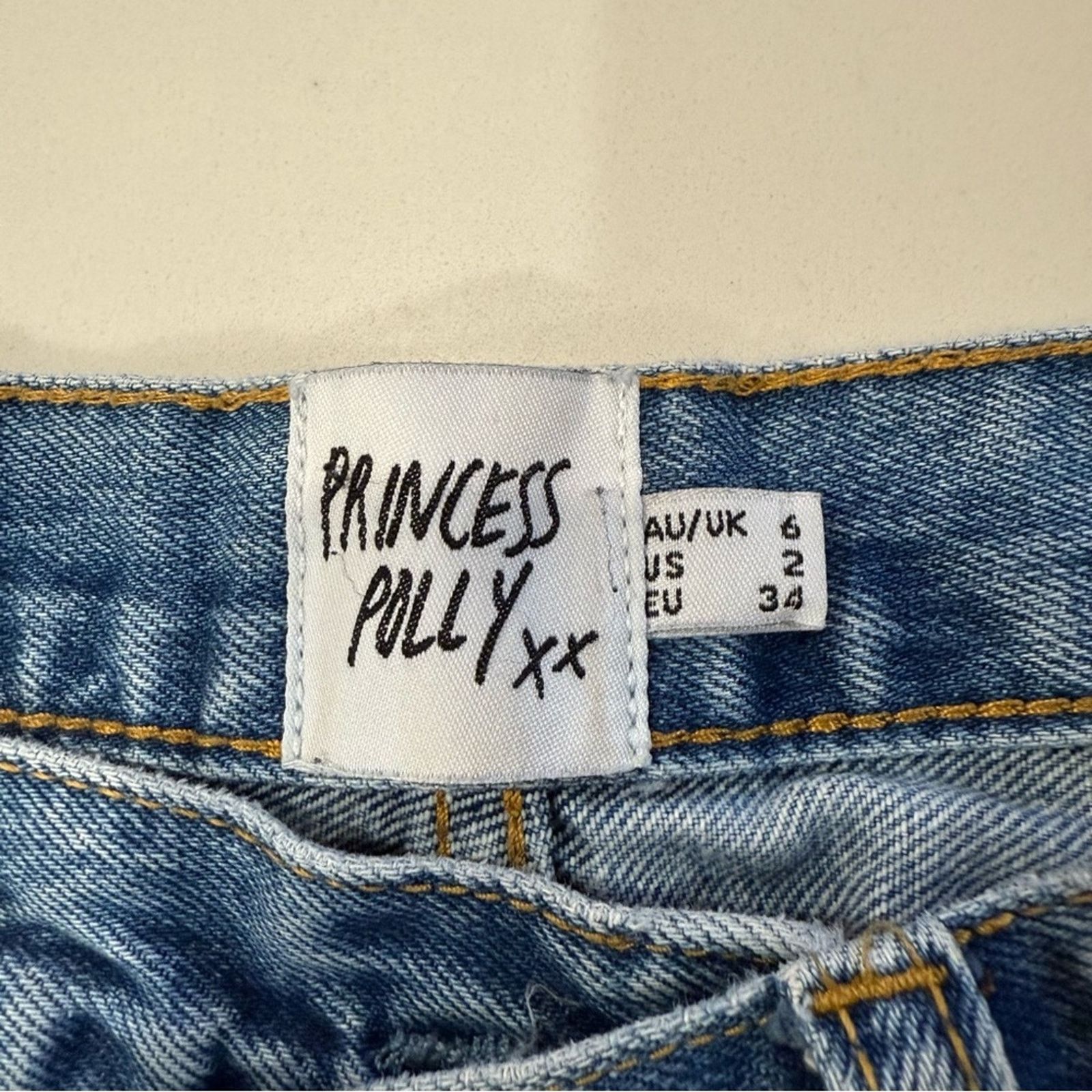 PRINCESS POLLY Princess Polly Asymmetrical Straight Leg Denim Jean Womens 2 Size 26" / US 2 / IT 38 - 9 Thumbnail
