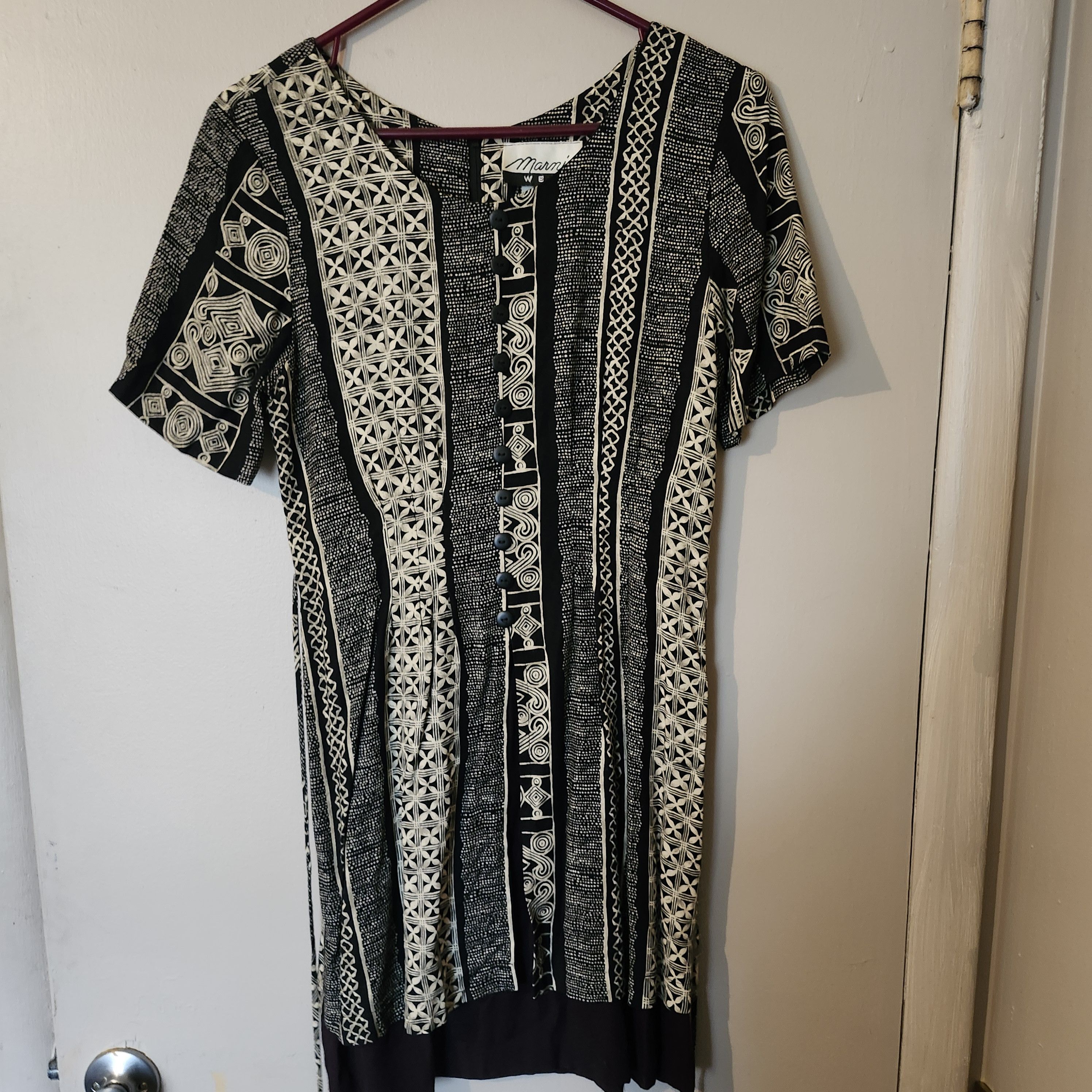 Other Marnie West Size 6 Black Cream Geometric Short Dress Vintage Size M / US 6-8 / IT 42-44 - 1 Thumbnail