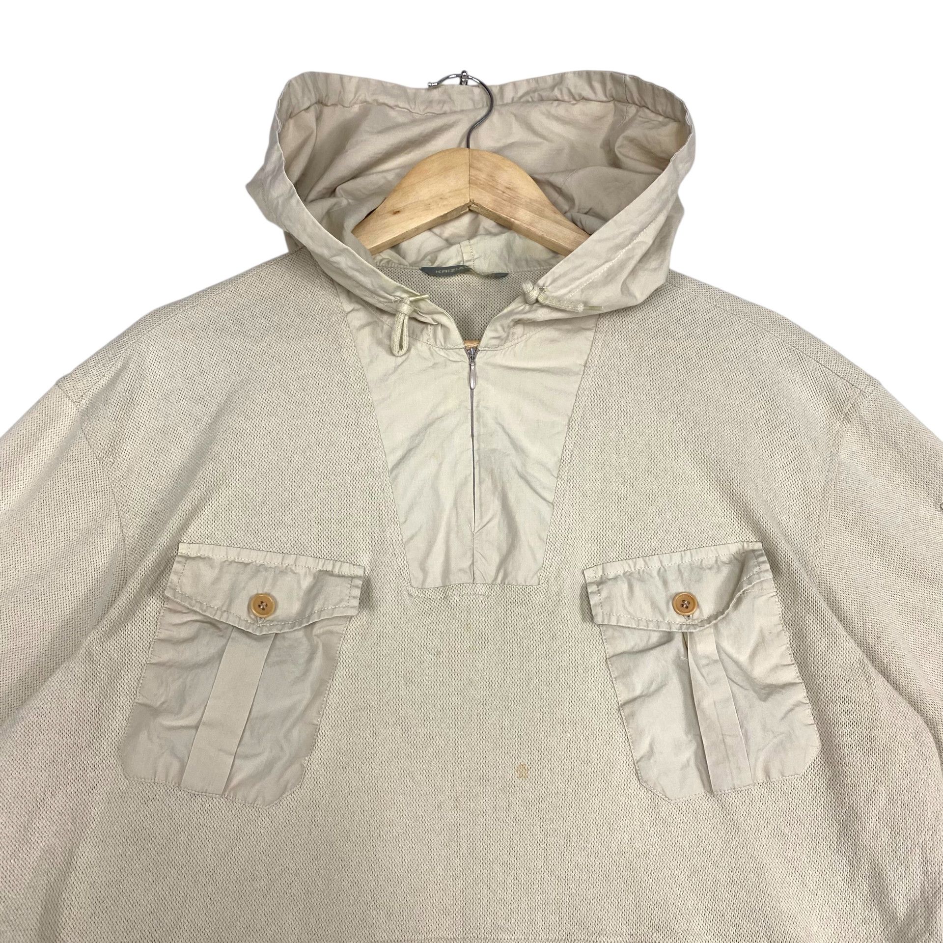 Krizia Uomo 💥 KRIZIA WORLD SOFT BIEGE NETTING HOODED Size US L / EU 52-54 / 3 - 5 Thumbnail