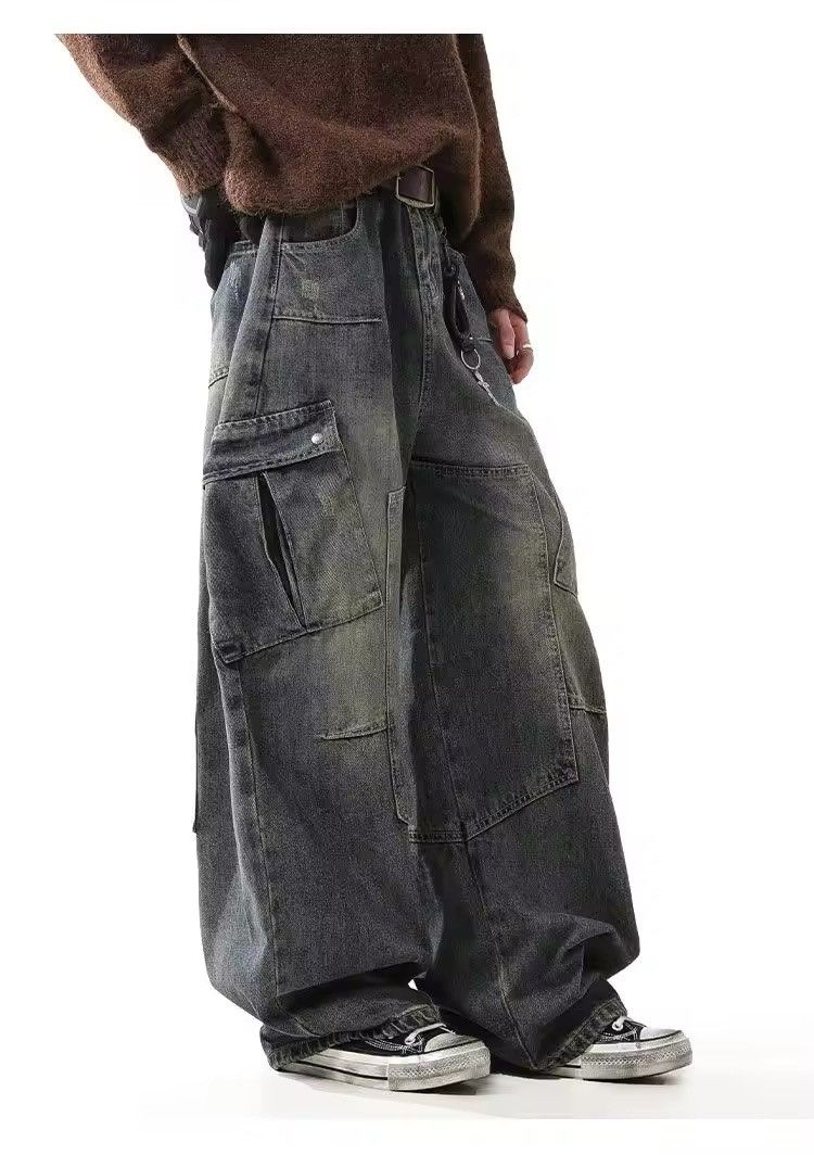 Japanese Brand × Jean Streetwear washed curved cargo denim Size US 30 / EU 46 - 3 Thumbnail