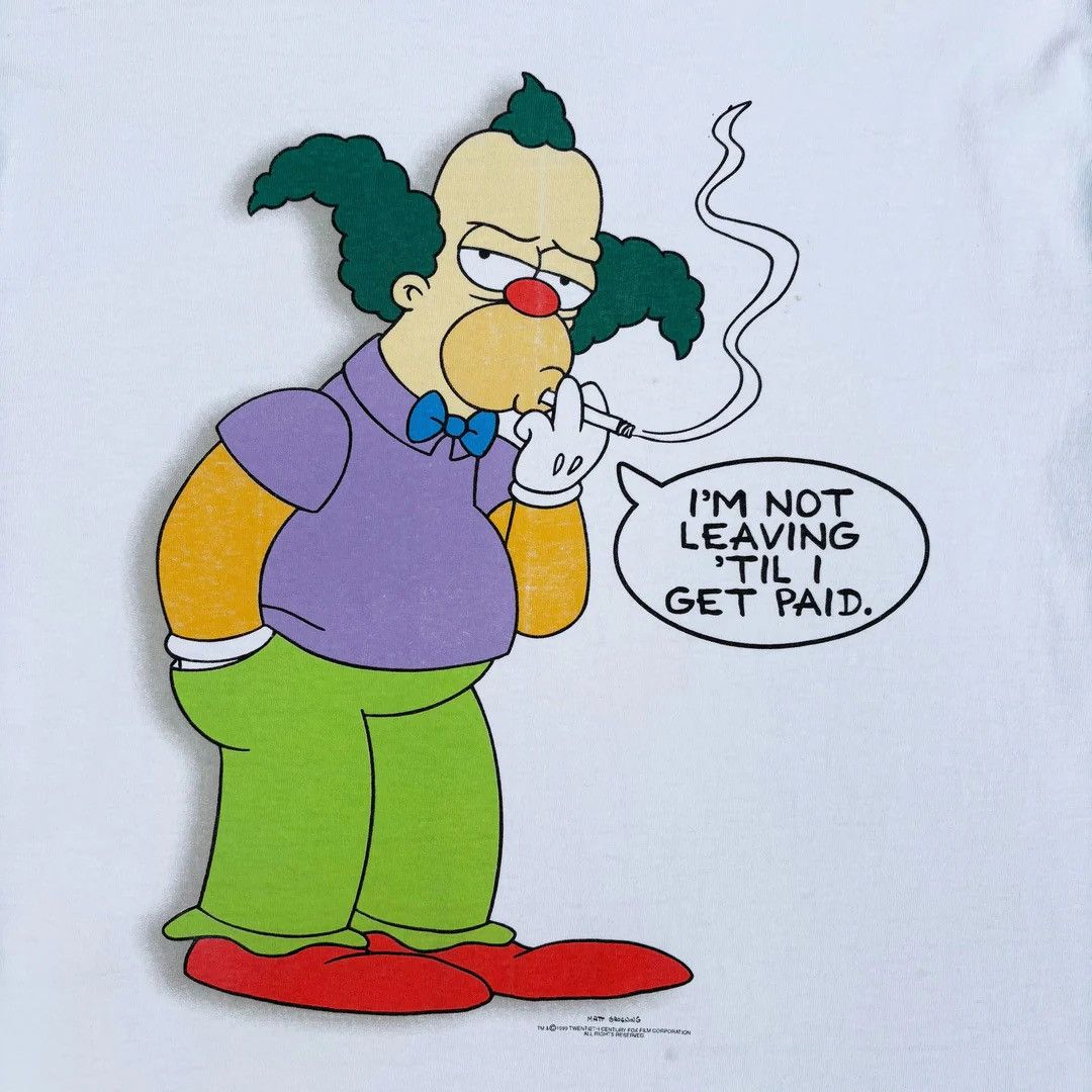 Vintage The Simpsons 1999 99 90s Krusty The Clown Vintage T-Shirt Size US L / EU 52-54 / 3 - 2 Thumbnail