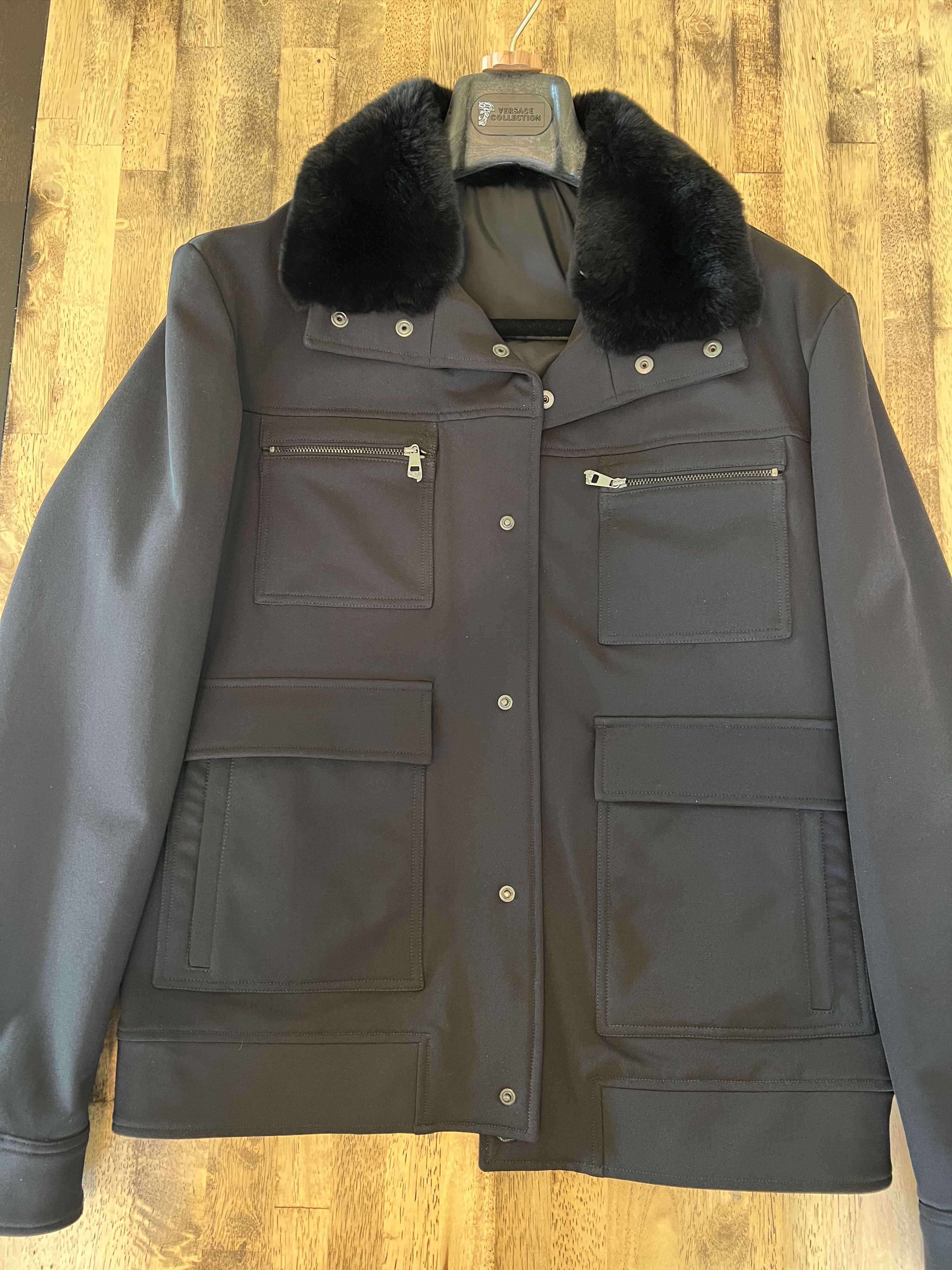 Versace Versace Men's Jacket 48 IT 38 US Black Nylon with Beaver Fur Size US M / EU 48-50 / 2 - 2 Thumbnail