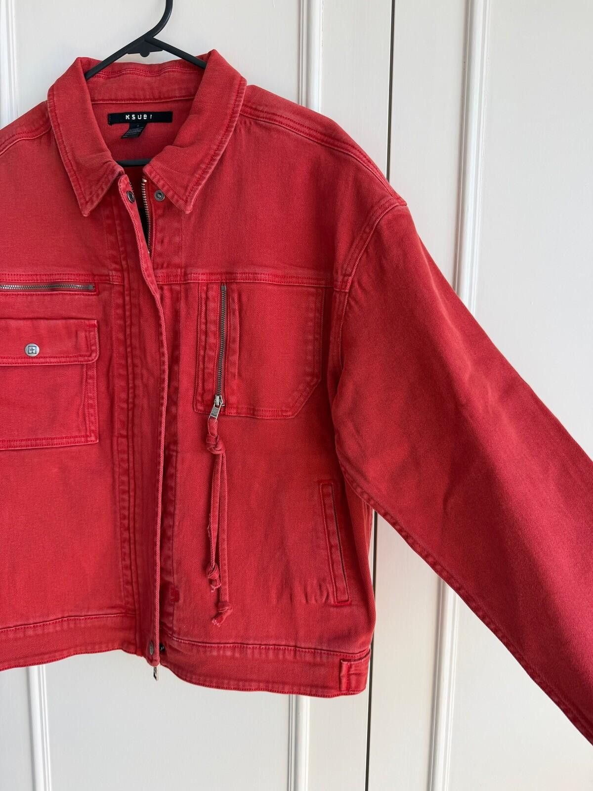 Ksubi new Ksubi womens oversized denim Jacket top small s 8 red Size S / US 4 / IT 40 - 5 Thumbnail