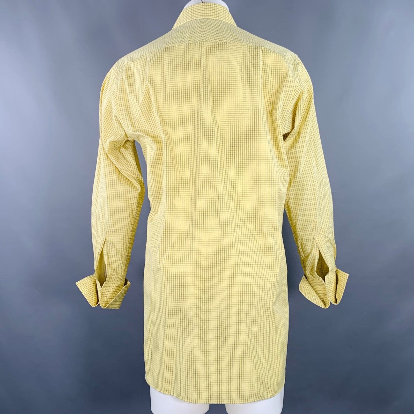 Pink Yellow Blue Checkered Cotton French Cuff Long Sleeve Shirt Size US M / EU 48-50 / 2 - 4 Thumbnail