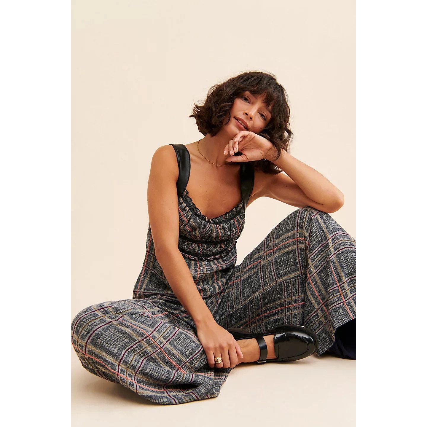 Free People New Free People Marley Plaid One-Piece Jumpsuit $188 SMALL Size 28" / US 6 / IT 42 - 2 Thumbnail