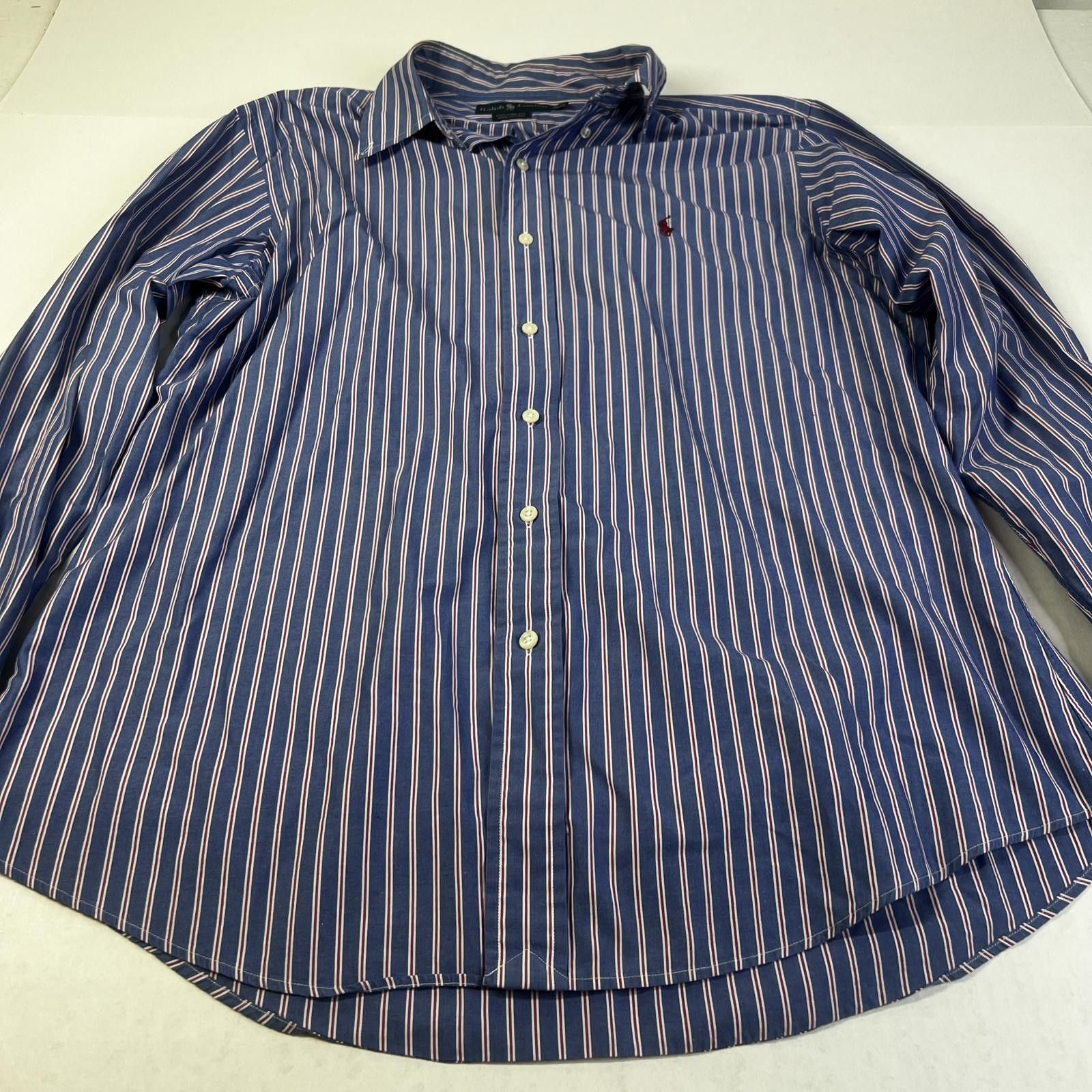 Polo Ralph Lauren Ralph Lauren Vintage Men Blue/Red/White Stripes Long Sleeves Size US XL / EU 56 / 4 - 2 Thumbnail