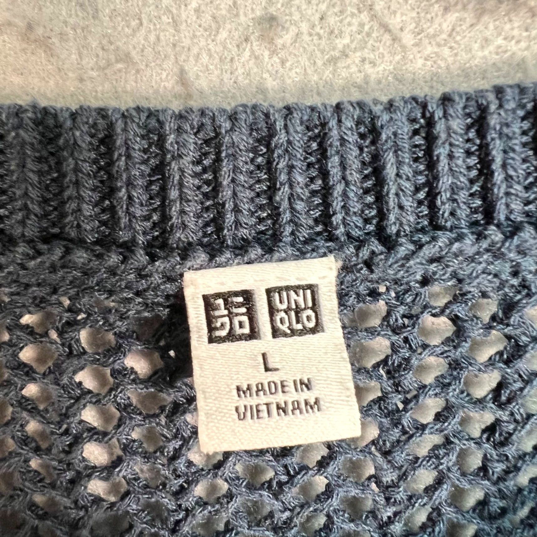 Uniqlo Uniqlo Womens Large Blue Open-Knit Sweater Pullover Linen Blend Size L / US 10 / IT 46 - 3 Thumbnail