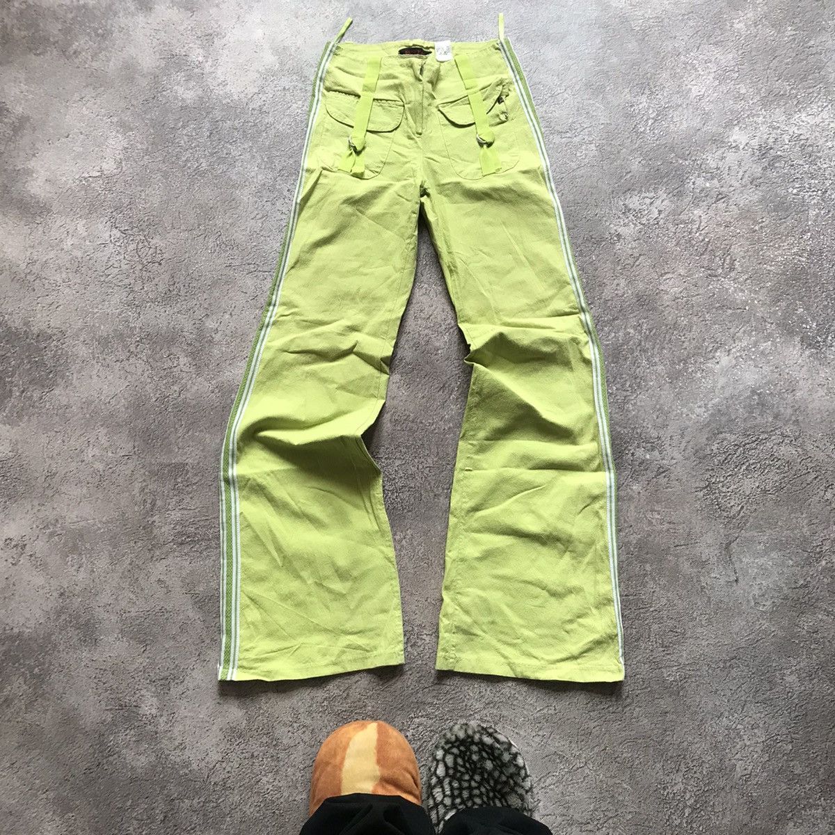 Vintage Vintage 90s Baggy Parachute Pants Lime Neon Skate Y2K 26 Size 26" / US 2 / IT 38 - 2 Thumbnail