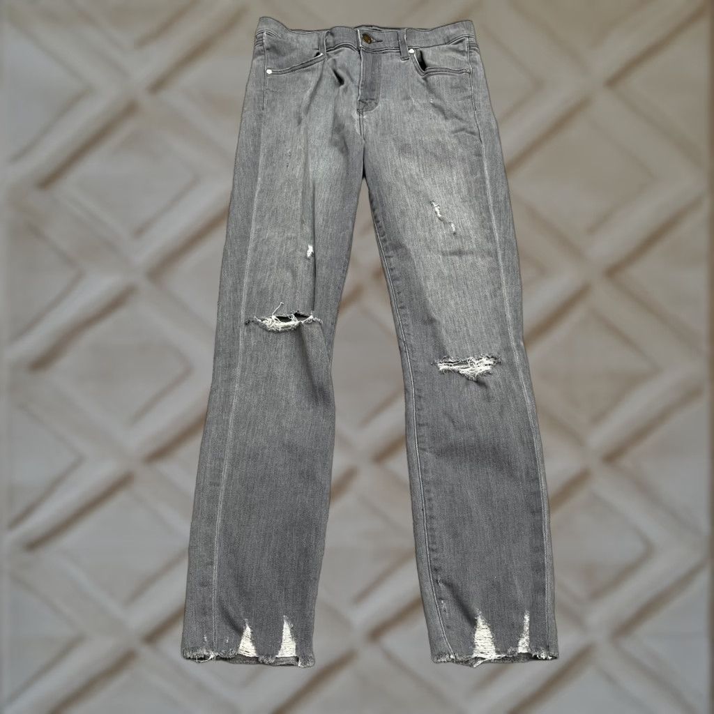 J Brand VINTAGE J Brand Alana High Rise Cropped Distressed Denim Jeans Womens 25 Gray Stretch 90s City Grunge Size 42" / US 20 - 1 Thumbnail