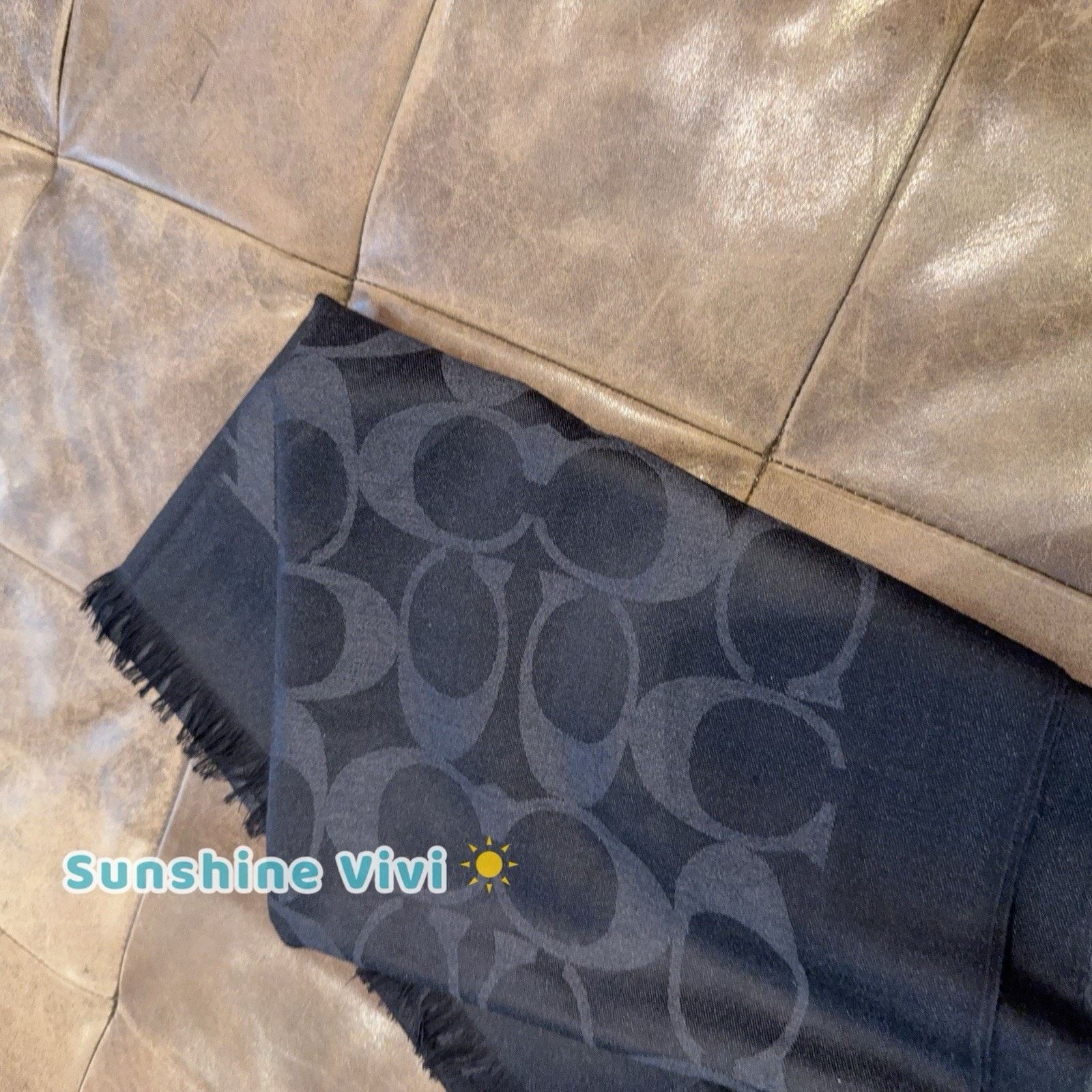 Coach NWT Coach Women's Signature Wrap Fringe Scarf CB700 Black Size ONE SIZE - 3 Thumbnail
