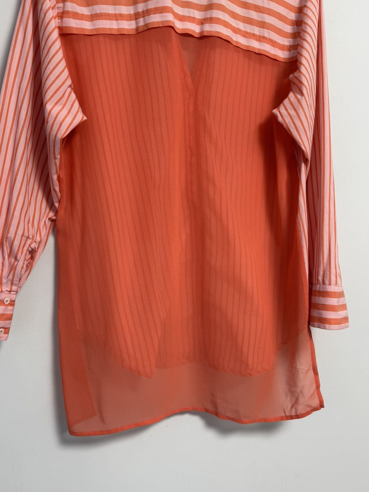 Sandro Sandro Women’s Pink Orange Striped Blouse Tunic 3/4 Sleeve Size XS / US 0-2 / IT 36-38 - 14 Thumbnail