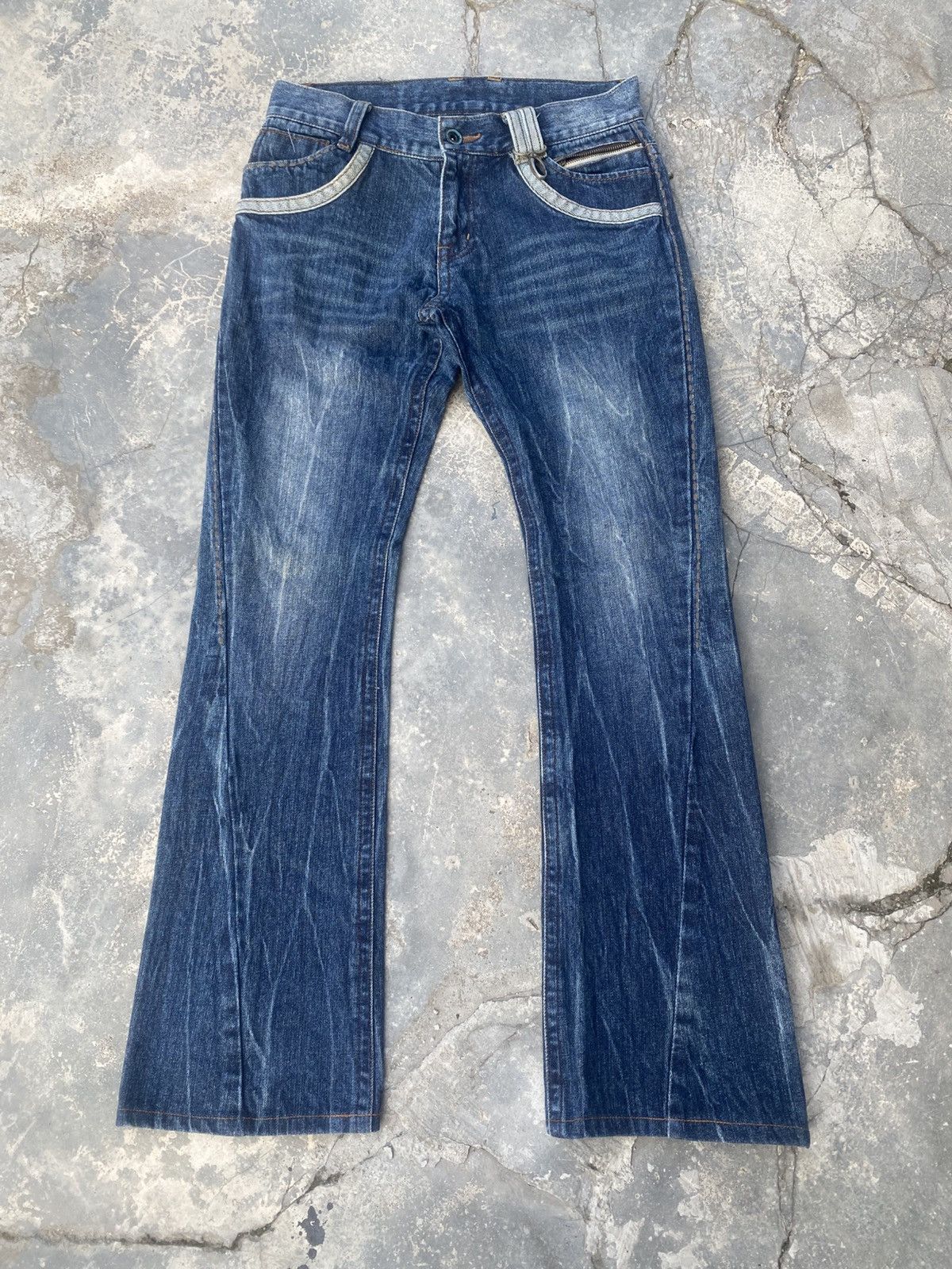 Japanese Brand B.S RAW Claw Mark Twisted Flared Jeans Size US 30 / EU 46 - 1 Thumbnail