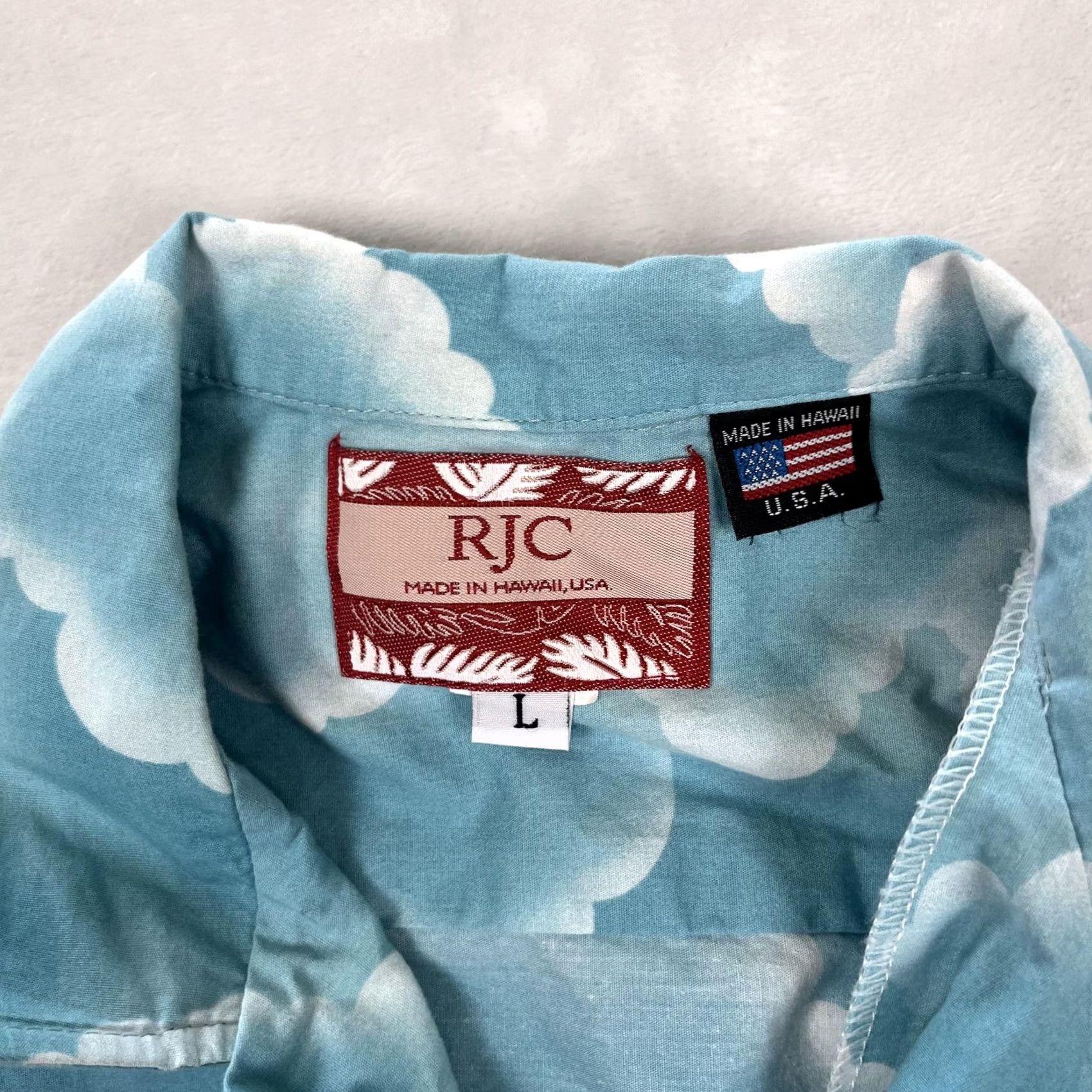 Vintage VINTAGE RJC Shirt Mens Large Blue Hawaiian Hibiscus Palm Short Sleeve Button-Up Shirt Size US L / EU 52-54 / 3 - 4 Thumbnail