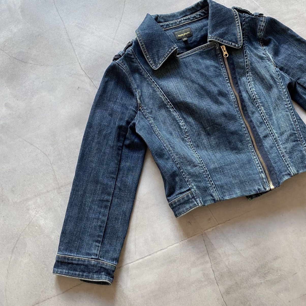 Hysteric Glamour Japan Miss Sixty Cropped Denim Biker Jacket Side Zip Y2K Size S / US 4 / IT 40 - 2 Thumbnail