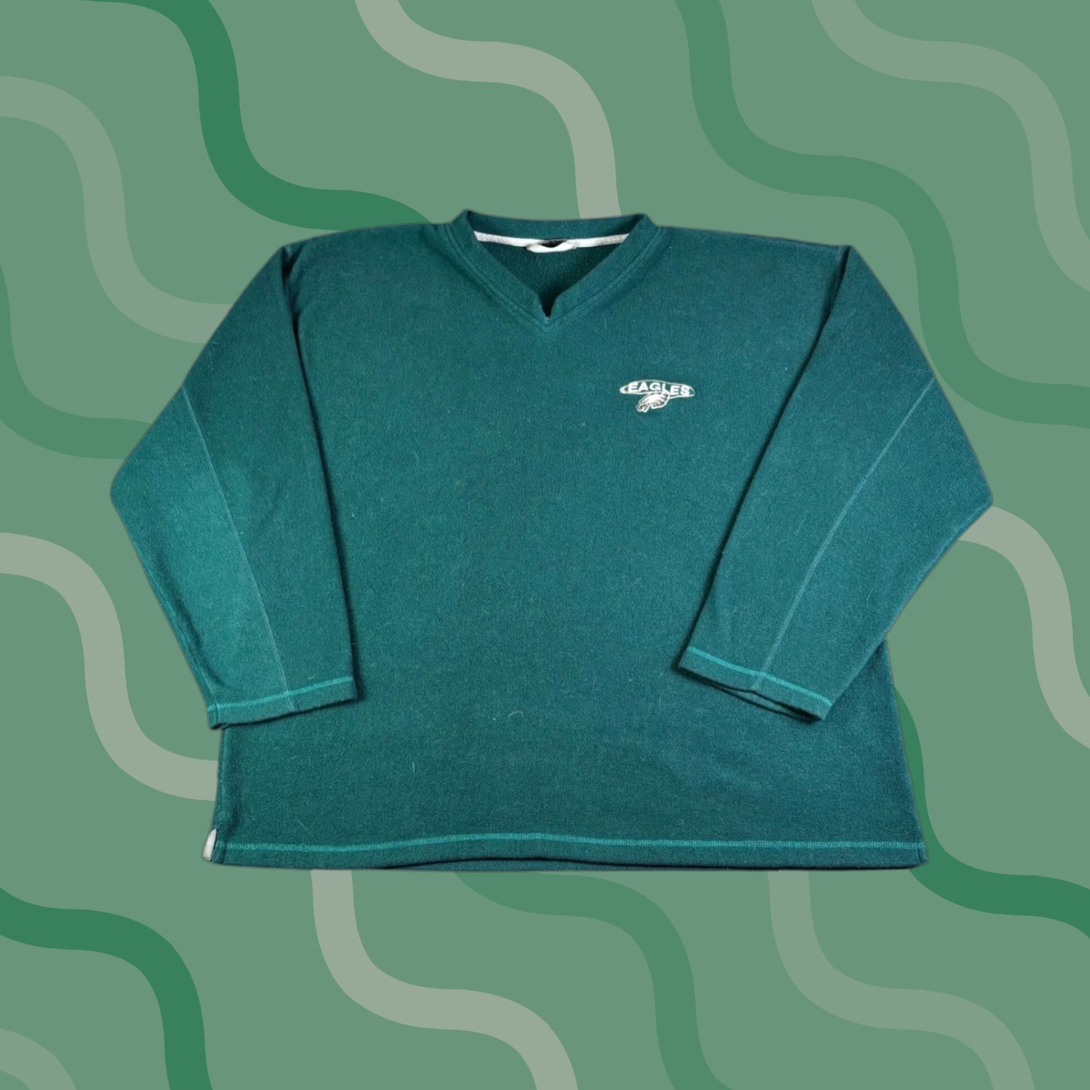Vintage VINTAGE Philadelphia Eagles Fleece Pullover V-Neck Sweatshirt Green Mens 3XL Size US XXL / EU 58 / 5 - 1 Thumbnail