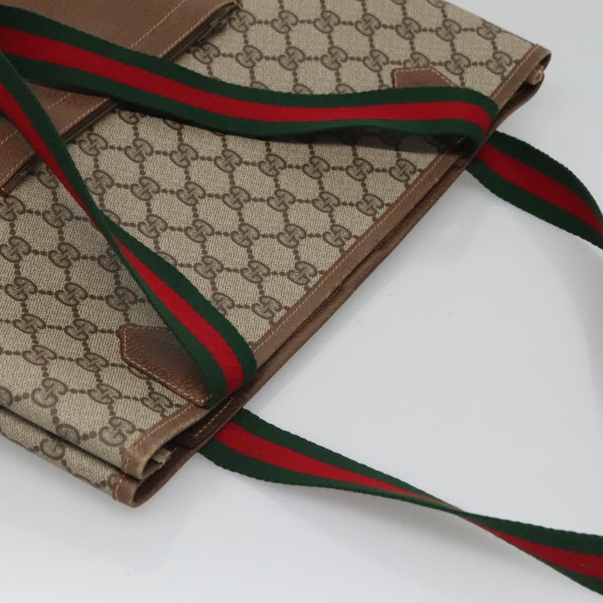 Gucci GUCCI GG Supreme Web Sherry Line Tote Bag Pvc Beige 002 904 Size ONE SIZE - 6 Thumbnail