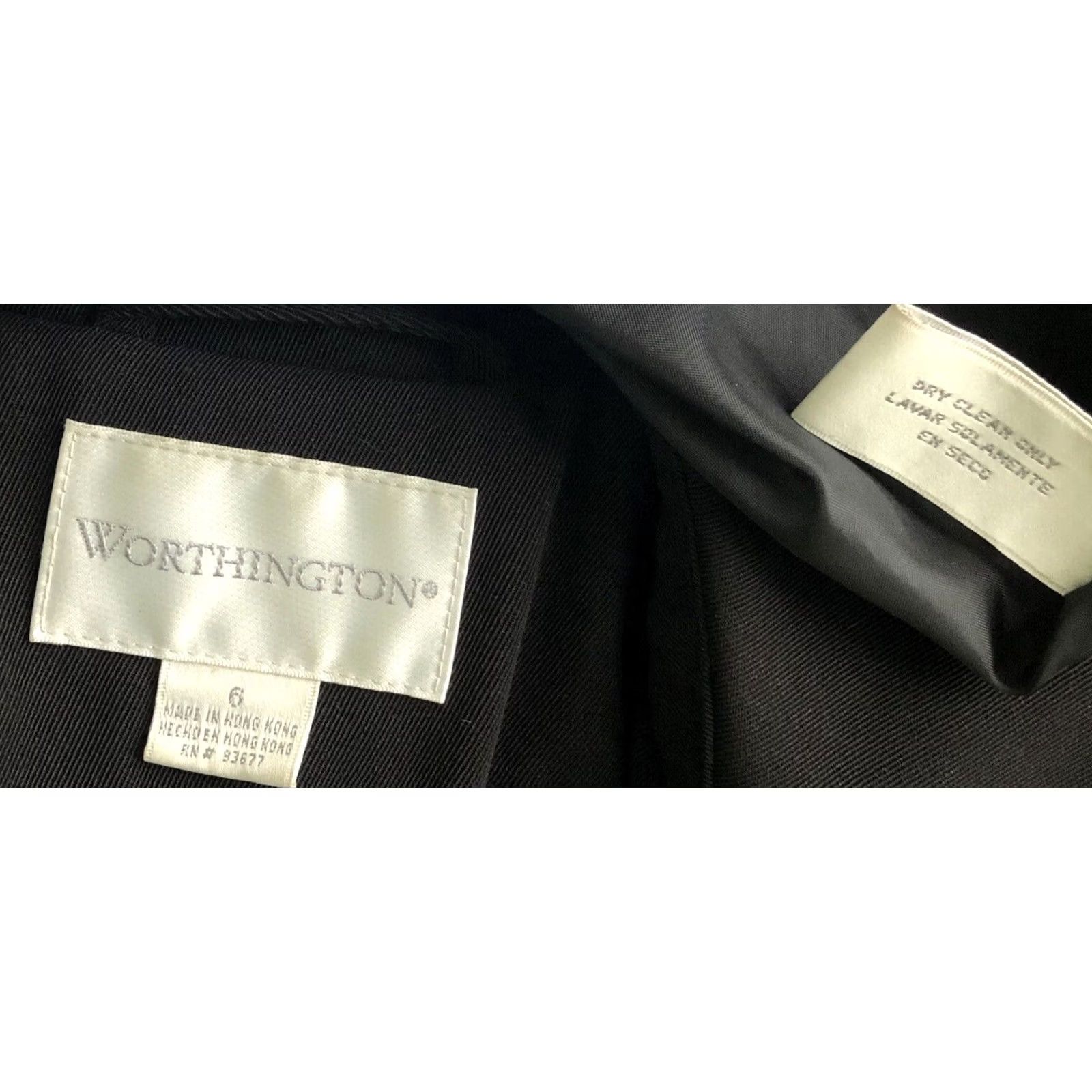 Worthington Worthington long trench coat Coat 6 Black notch collar pockets lined Women's Coat Long Black Gothic Career 90s style Size M / US 6-8 / IT 42-44 - 4 Thumbnail