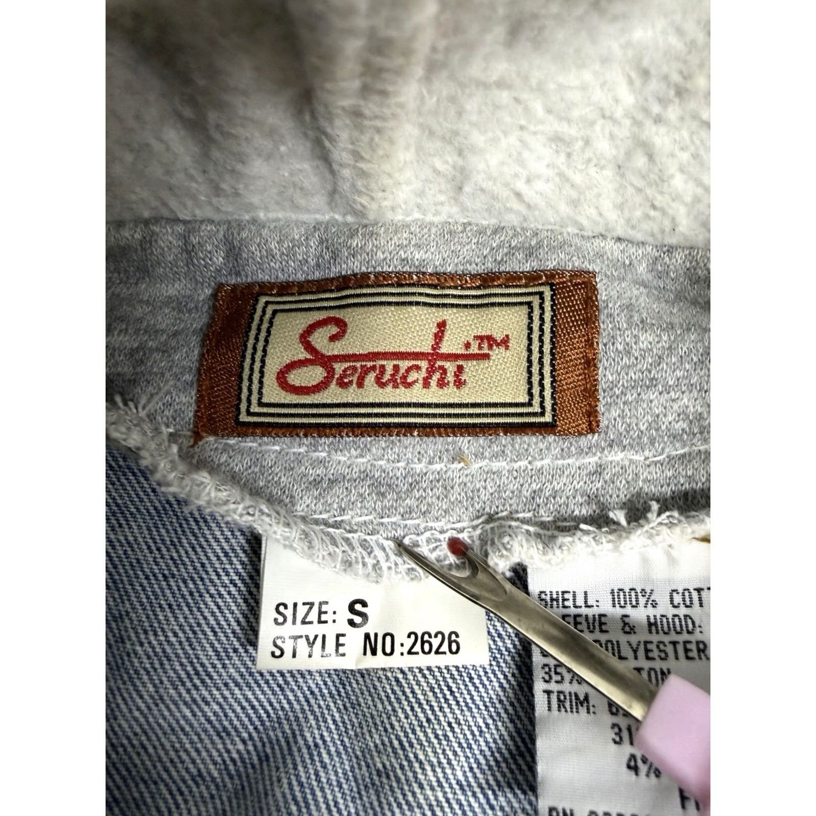 Denime VINTAGE Seruchi Denim Hoodie Combo Jacket Trucker Biker Punk Hooded Zip Up Size S Blue Mens Size US S / EU 44-46 / 1 - 5 Thumbnail