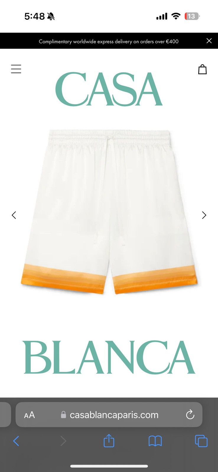 Casablanca CasaBlanca 100% silk shorts Size US 40 / EU 56 - 1 Thumbnail