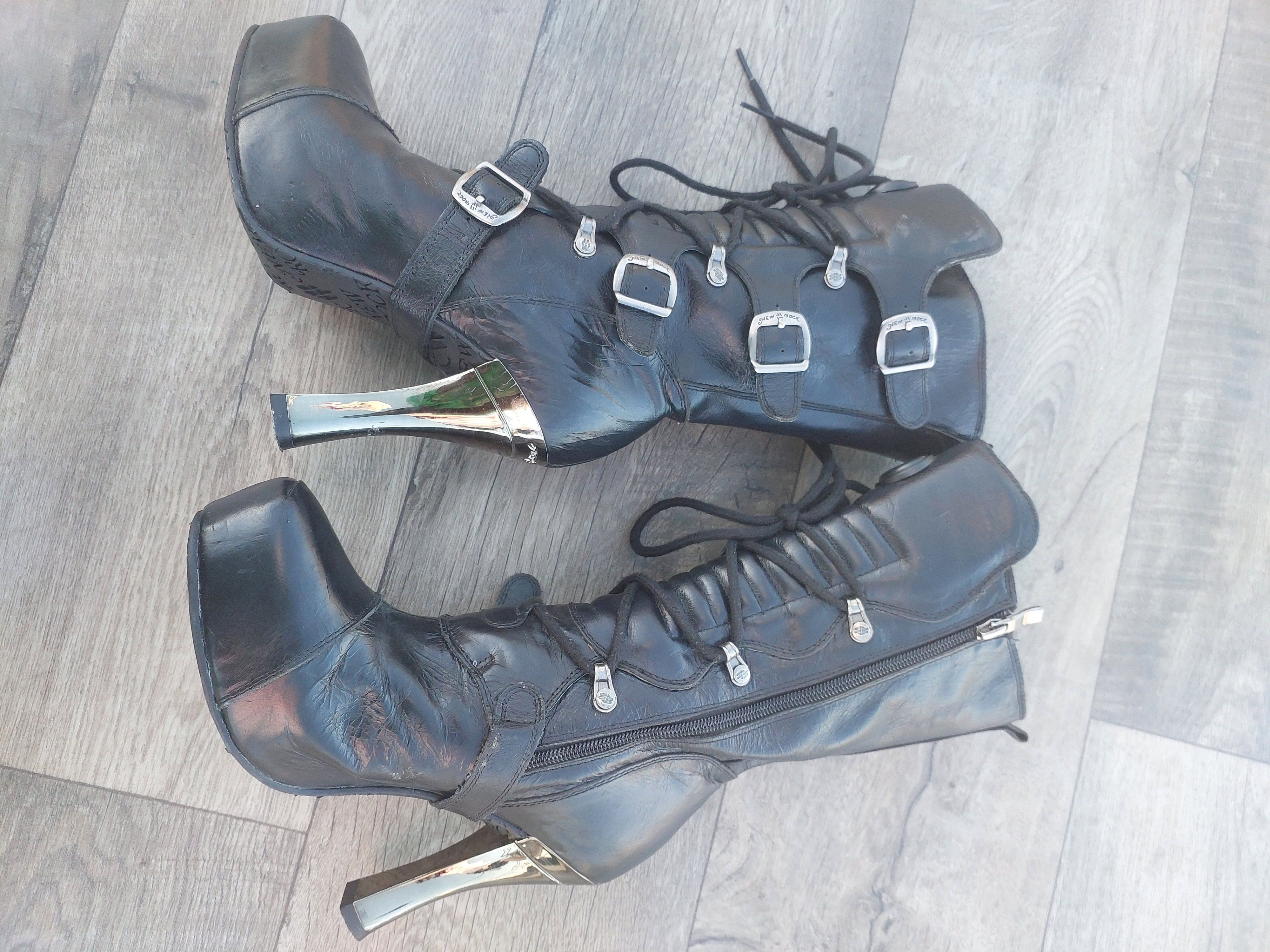 New Rock New Rock M-PUNK001-C1 heeled boots in black leather. Size US 9 / IT 39 - 2 Thumbnail