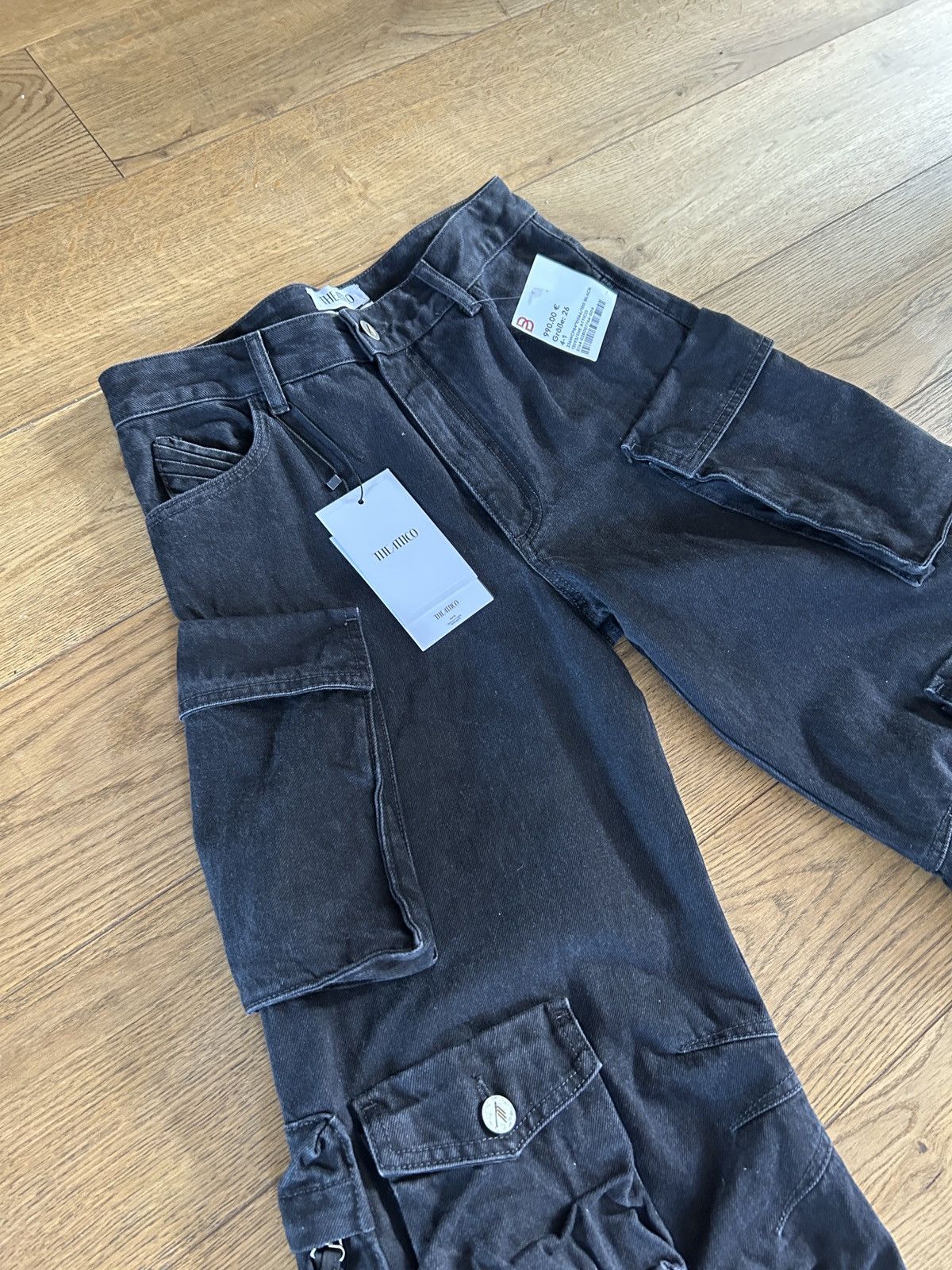 The Attico The Attico Fern Cargo Jeans Black Size 26" / US 2 / IT 38 - 3 Thumbnail