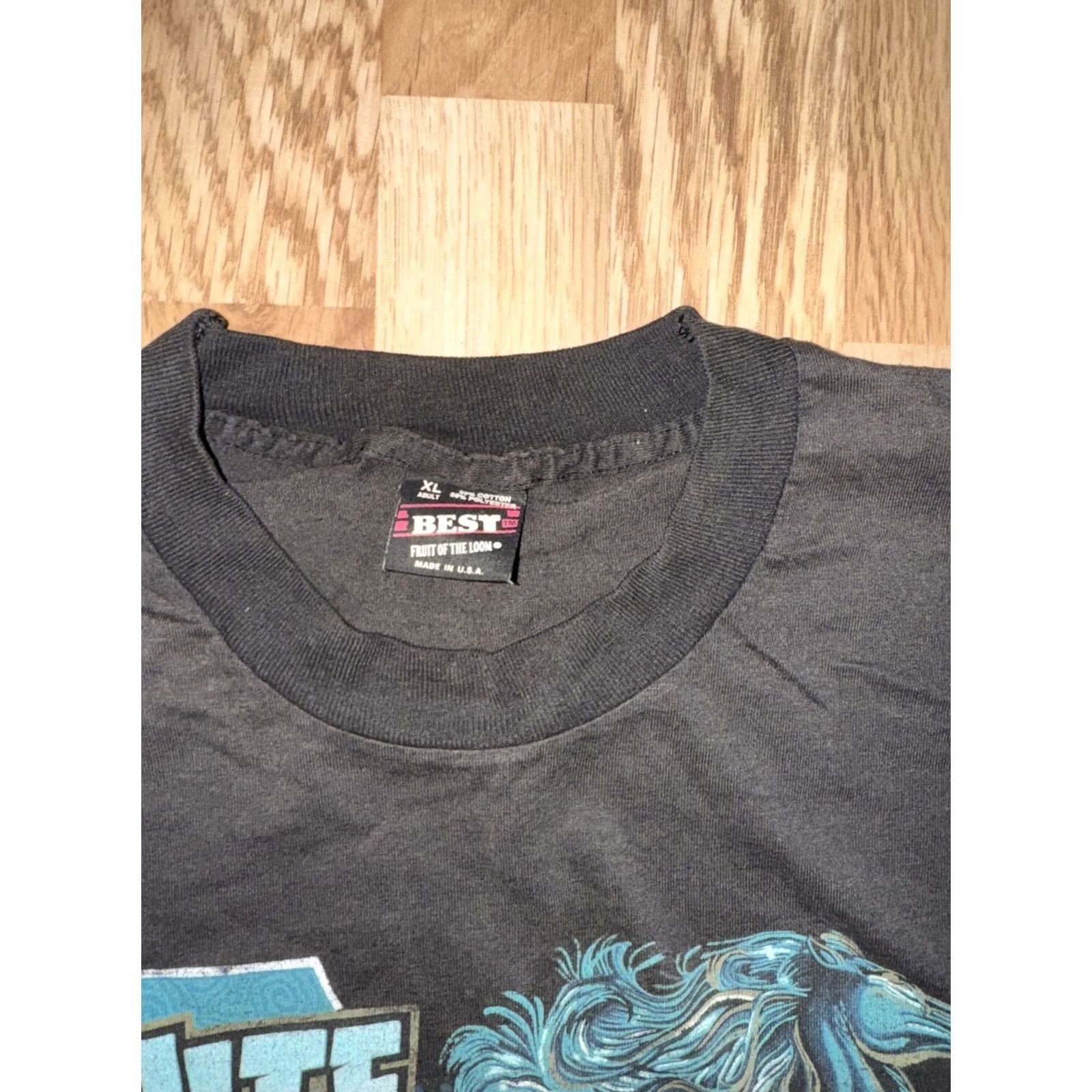 Fruit Of The Loom VINTAGE Fruit of the Loom Nite Mare Mustang Muscle Car Graphic T-Shirt Mens XL Black 1990s Size US XL / EU 56 / 4 - 2 Thumbnail