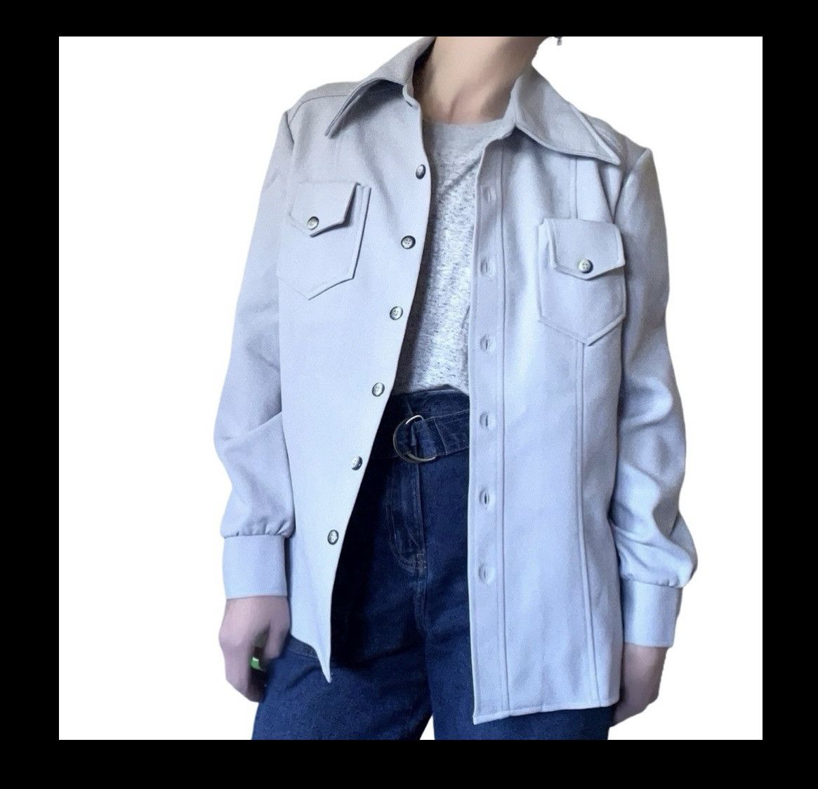 Vintage NWT Vintage 1970’s DonnKenny Gray Button Down Shirt Blazer Size M / US 6-8 / IT 42-44 - 2 Thumbnail