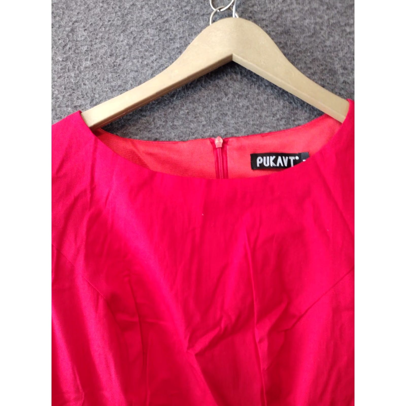 Vintage Pukavt Cap Sleeve Knee Length Dress Red M Fit & Flare Dress Shirt Women Size M / US 6-8 / IT 42-44 - 3 Thumbnail