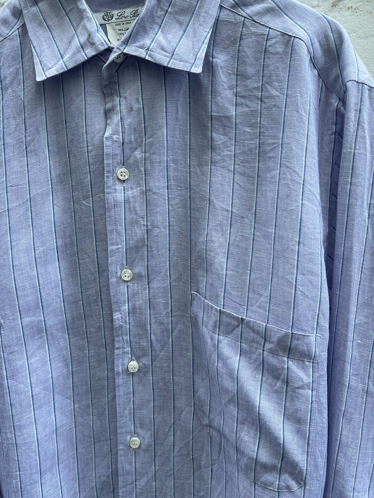 Loro Piana Loro Piana Mens Shirt LinenStriped Button Up S Italy Size US M / EU 48-50 / 2 - 2 Thumbnail