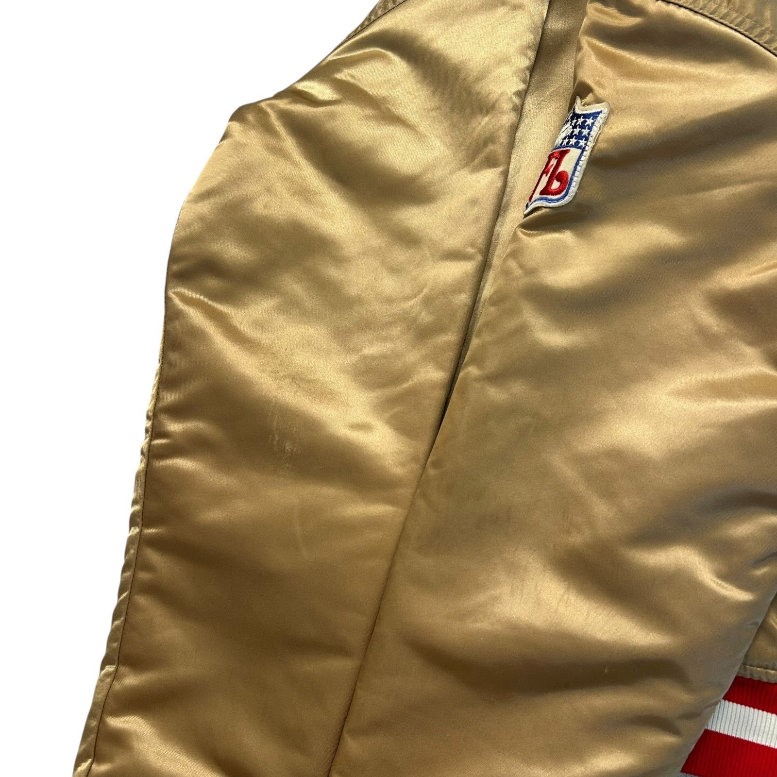 NFL × Starter × Vintage 90s SAN FRANCISCO 49ERS SATIN BOMBER JACKET SPELL OUT Size US L / EU 52-54 / 3 - 10 Thumbnail
