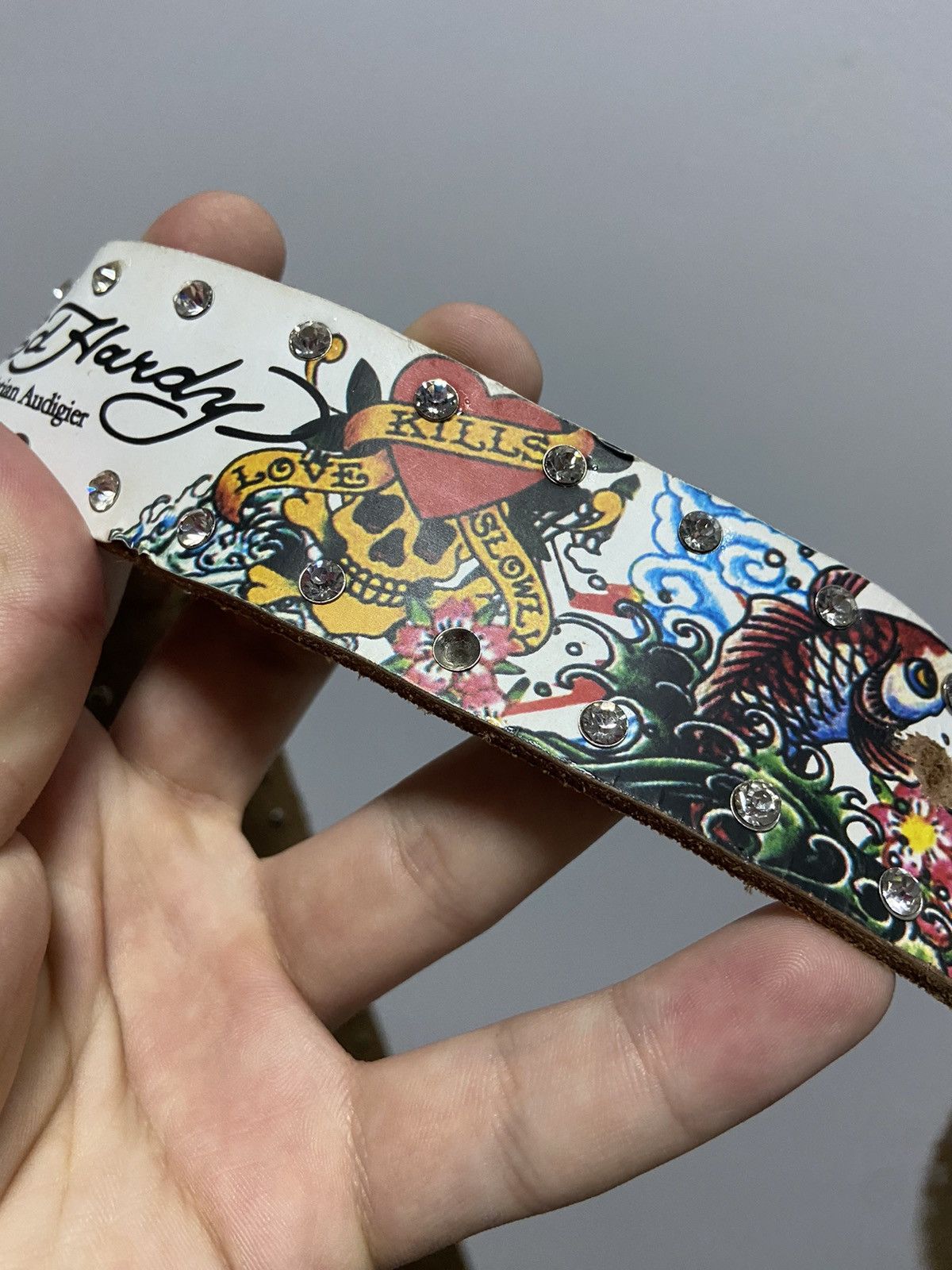 Ed Hardy × Vintage Ed Hardy Vintage All Print Belt Skull buckle Tattoo Y2K Size ONE SIZE - 9 Thumbnail