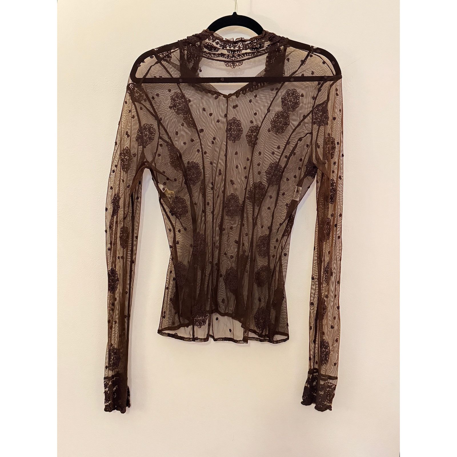 Other Ghost Brown Viscose/Rayon-Nylon Blend Mesh Long-Sleeves Size L / US 10 / IT 46 - 2 Thumbnail