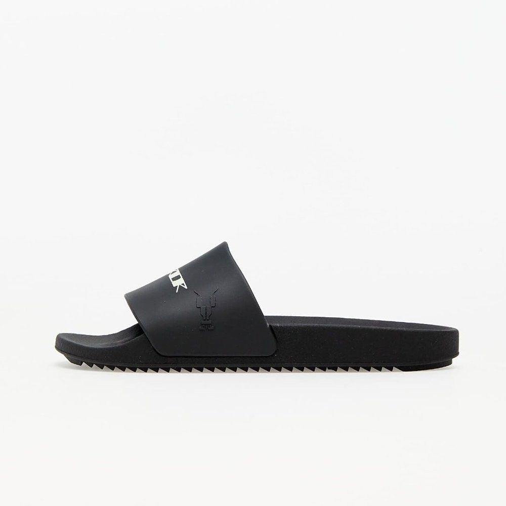 image of Rick Owens x Rick Owens Drkshdw Logo-Print Rubber Slides 39 M6 W9 Black, Men's