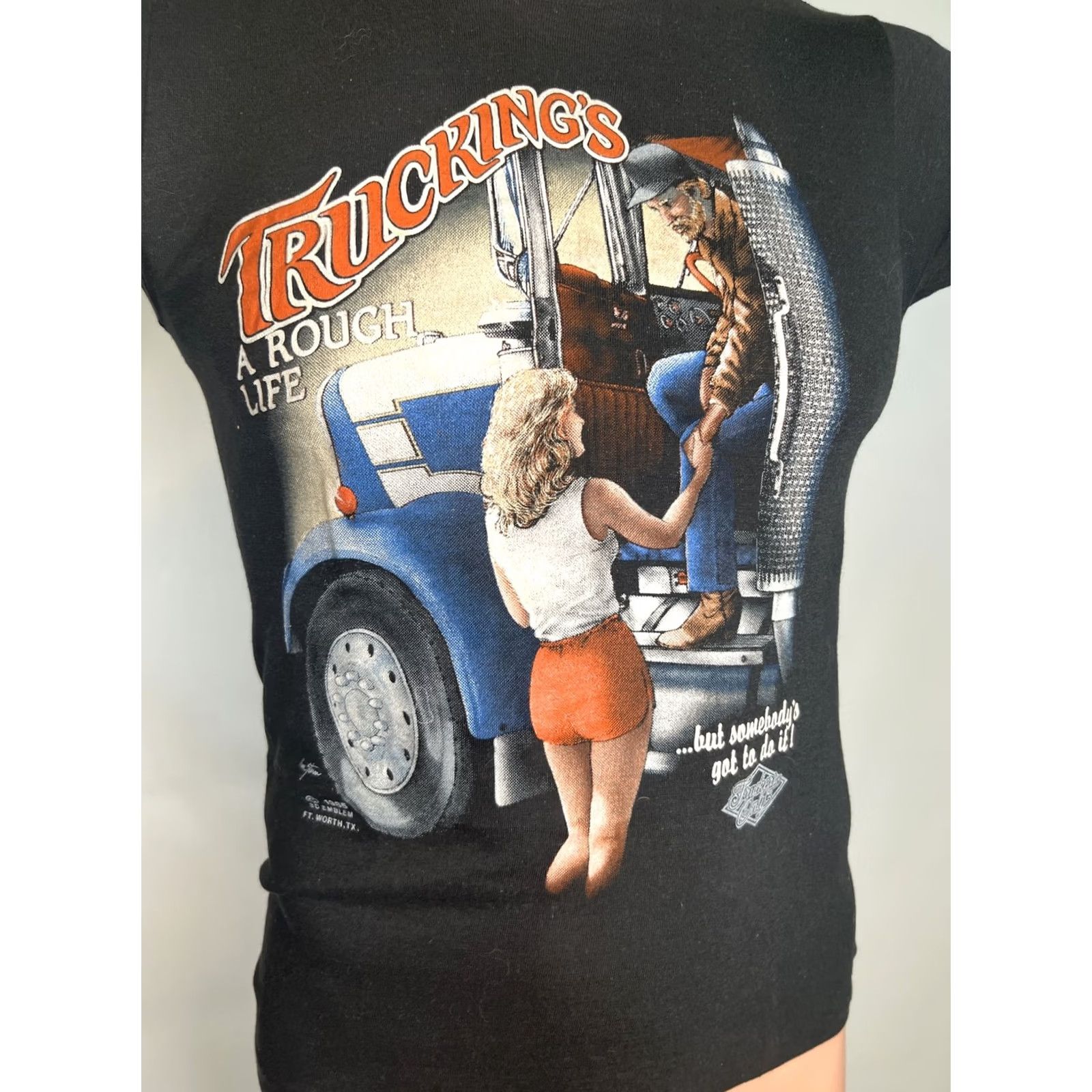 Vintage VINTAGE 3D Emblem Truckers Only Trucking's a Rough Life Hooker Shirt Small S Black NWOT 1985 Size US S / EU 44-46 / 1 - 7 Thumbnail