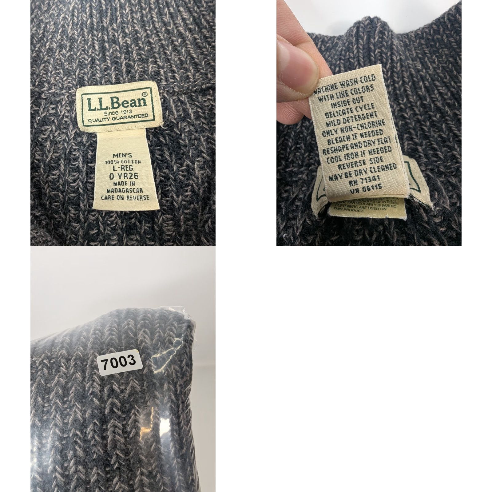 Vintage VINTAGE LL Bean Full Zip Sweater Mens Large Cotton Knit Ribbed Grey Cardigan 0 YR26 Size US L / EU 52-54 / 3 - 8 Thumbnail