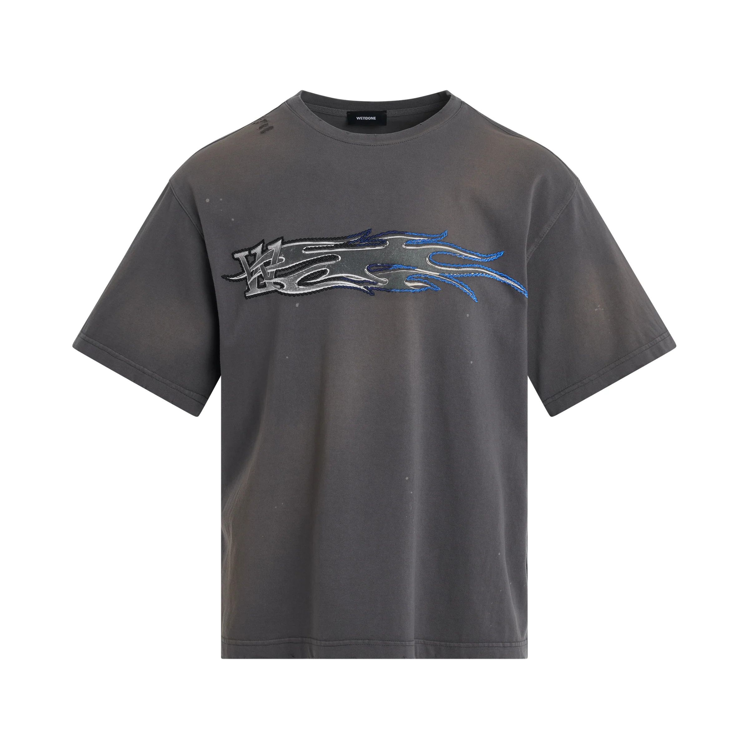 WE11DONE o1mris0824 Metallic Print T-Shirt in Charcoal Size US S / EU 44-46 / 1 - 1 Thumbnail