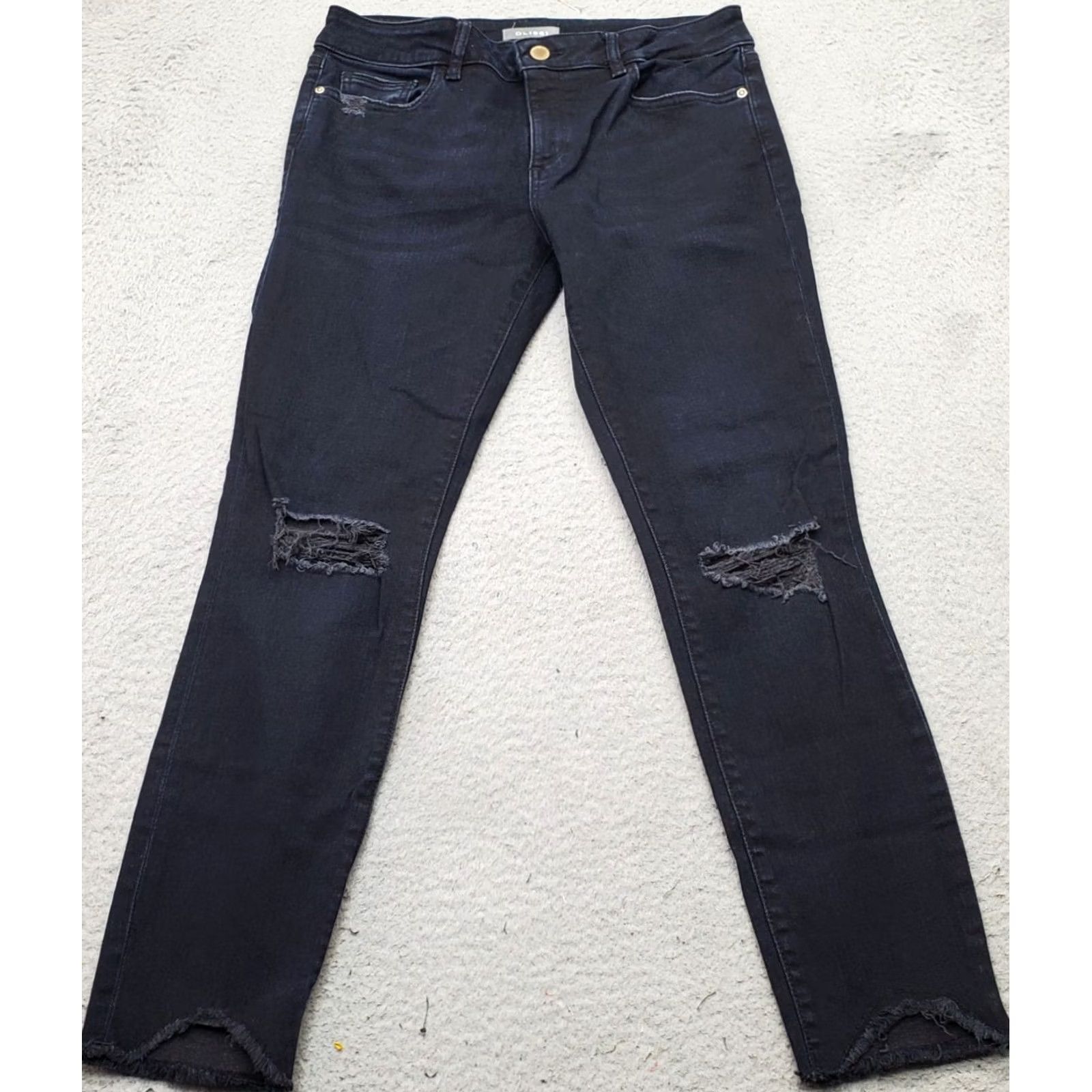 DL1961 DL1961 Jeans Womens 27 Blue Denim Stretch Raw Hem Faded Distressed Skinny Leg Jeans Size 27" / US 4 / IT 40 - 2 Thumbnail