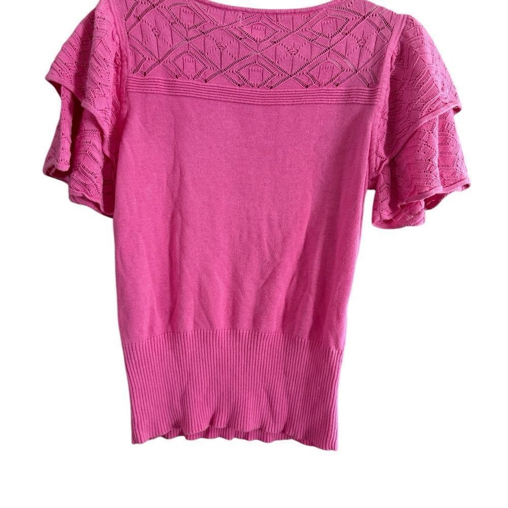 Neiman Marcus Neiman Marcus Pink Ruffled Flutter Sleeve Blouse Size M / US 6-8 / IT 42-44 - 2 Thumbnail