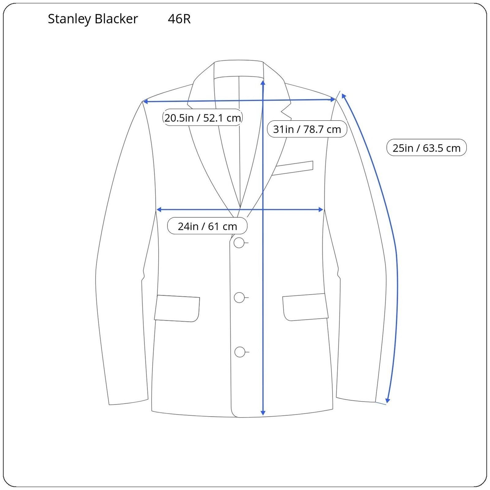 Stanley Blacker Stanley Blacker Mens Navy Blue Blazer Sport Coat Gold 46R Size 46R - 8 Thumbnail