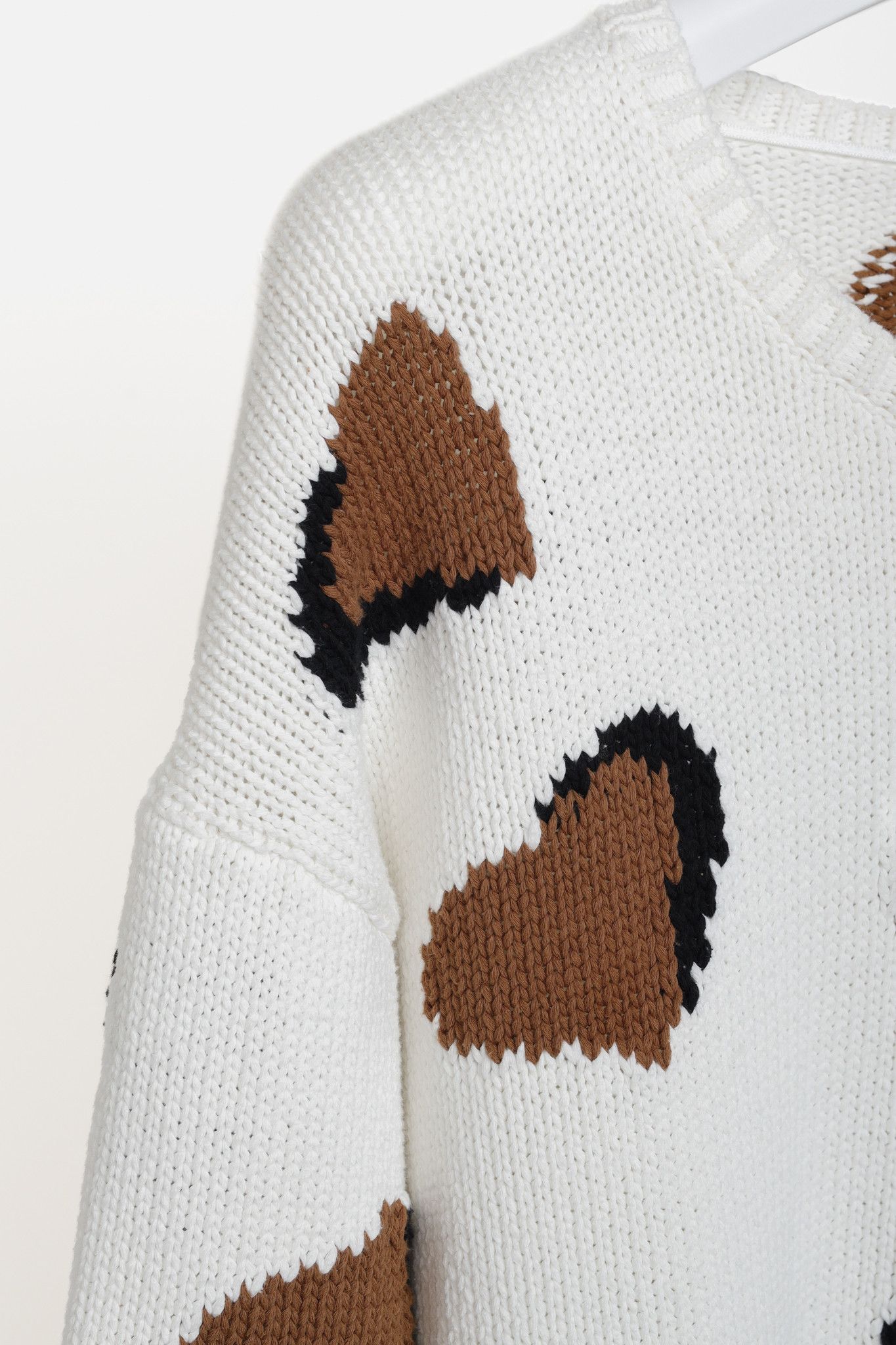 Luisa Cerano Luisa Cerano Cream Brown Animal Heart Print Pullover Size XL / US 12-14 / IT 48-50 - 9 Thumbnail