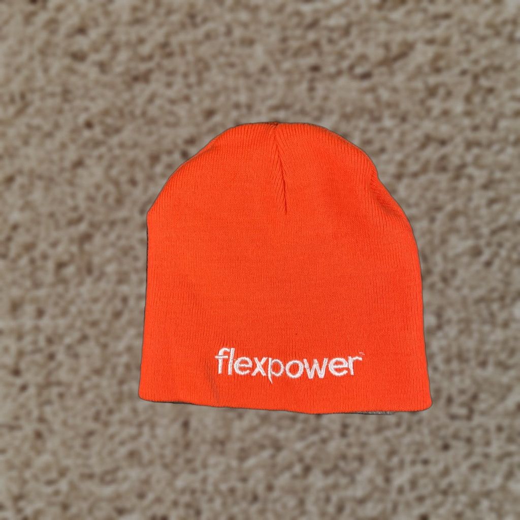Logo 7 Outdoor Cap Beanie Mens One Size Orange Knit Stretch Logo Flexpower Cap Hat Size ONE SIZE - 1 Thumbnail