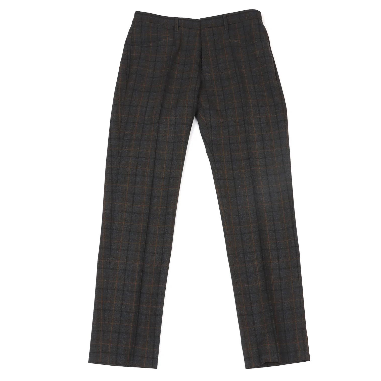 Maison Margiela Wool Overcheck Tapered Pants in Gray-Brown-Blue, Size 44 Size US 28 / EU 44 - 1 Thumbnail