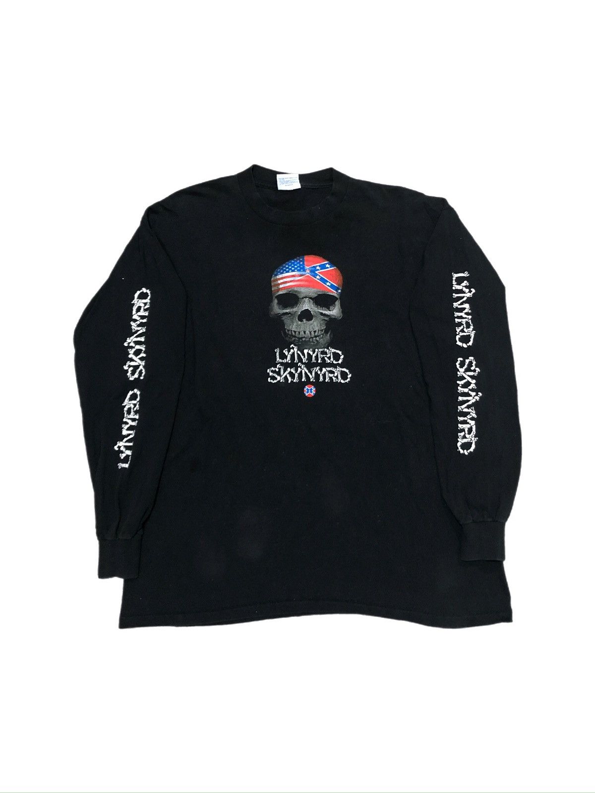 Band Tees × Vintage Vtg 90s Lynyrd Skynyrd Rebel Skull & Scrossbones Long Sleeve Size US XL / EU 56 / 4 - 1 Thumbnail