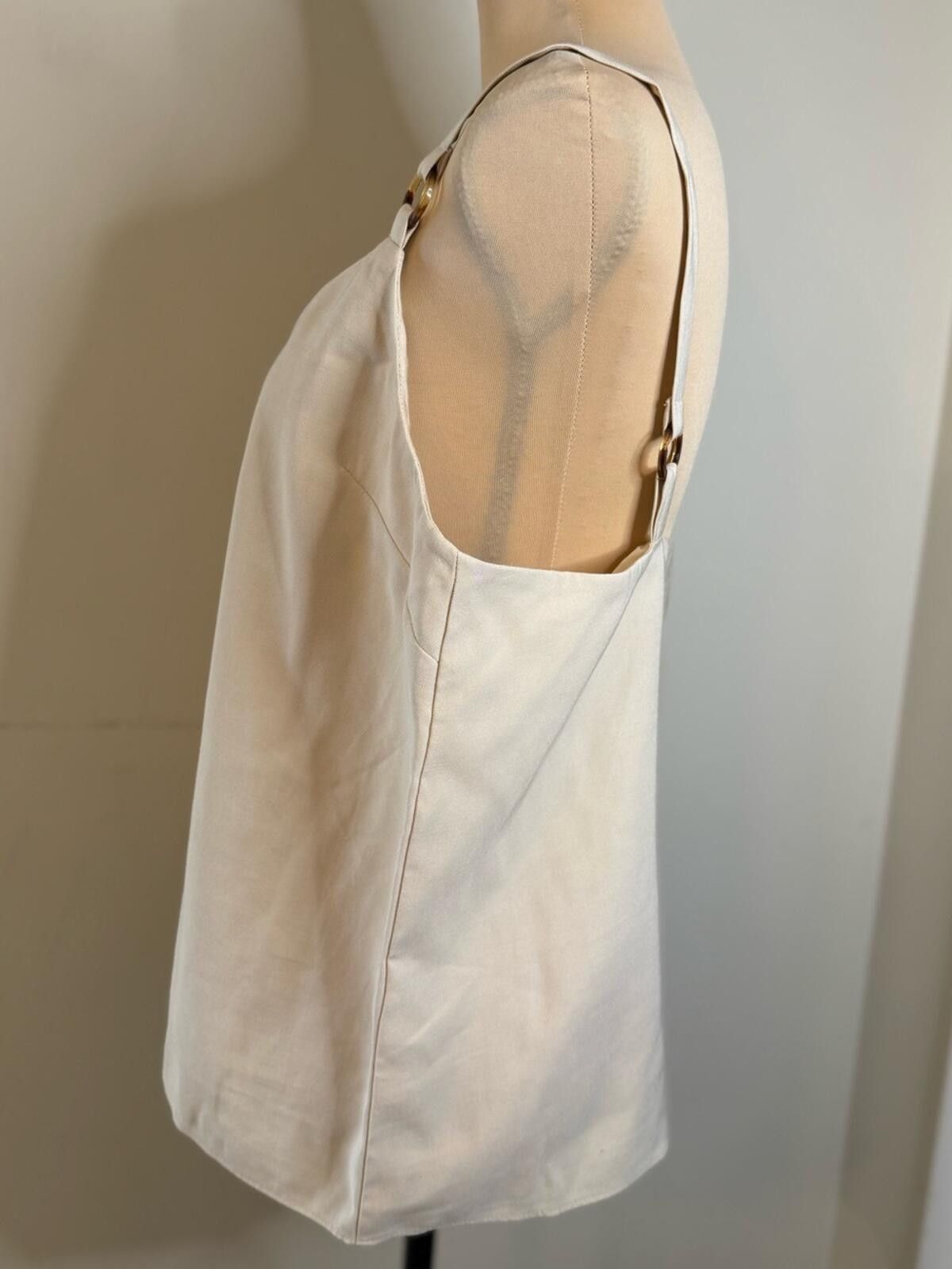Topshop TOPSHOP cream neutral tank top adjustable straps SZ 10 Size L / US 10 / IT 46 - 3 Thumbnail